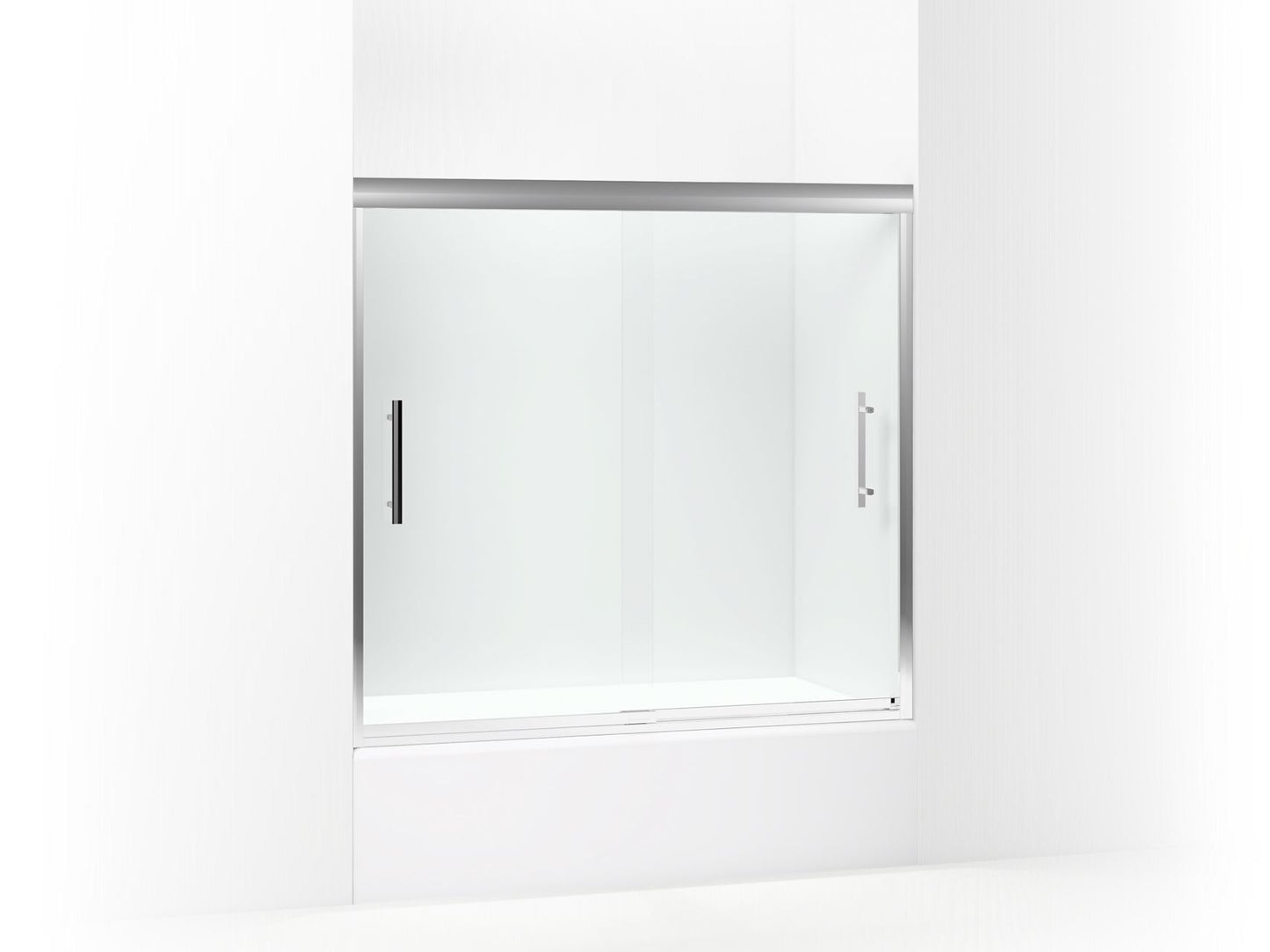 Sterling 542808-59 Finesse Peak 55-1/2" H Frameless Sliding Bath Door with 5/16"-thick Glass, Silver