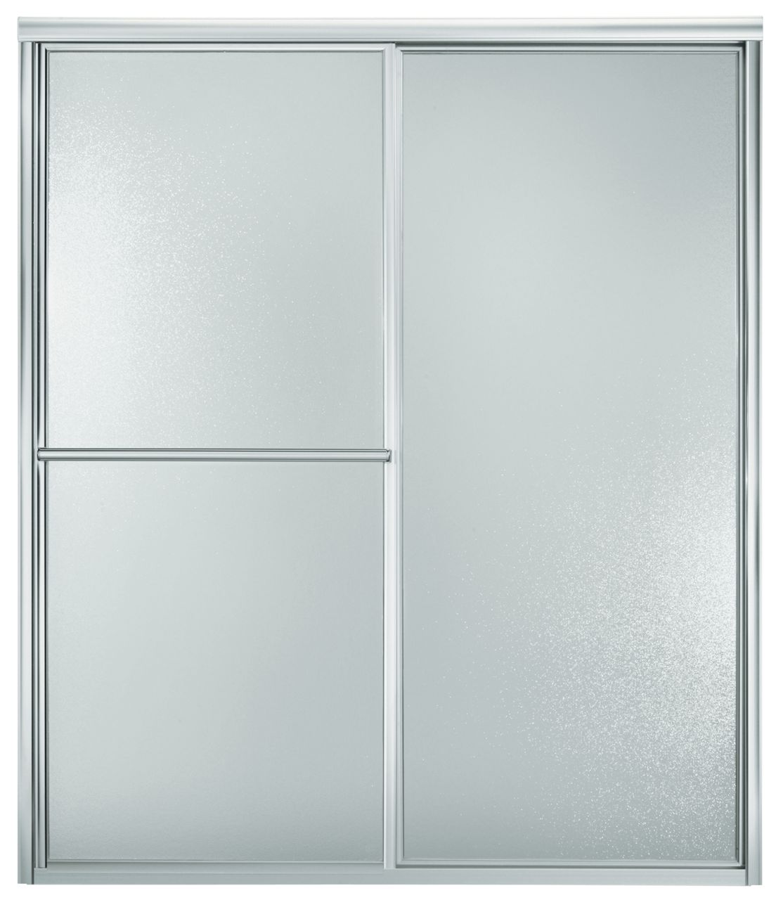 Sterling 5970-59 Deluxe Framed Sliding Shower Door, 70" H x 54-3/8 - 59-3/8" W, with 1/8" Thick Pebbled Glass, Silver