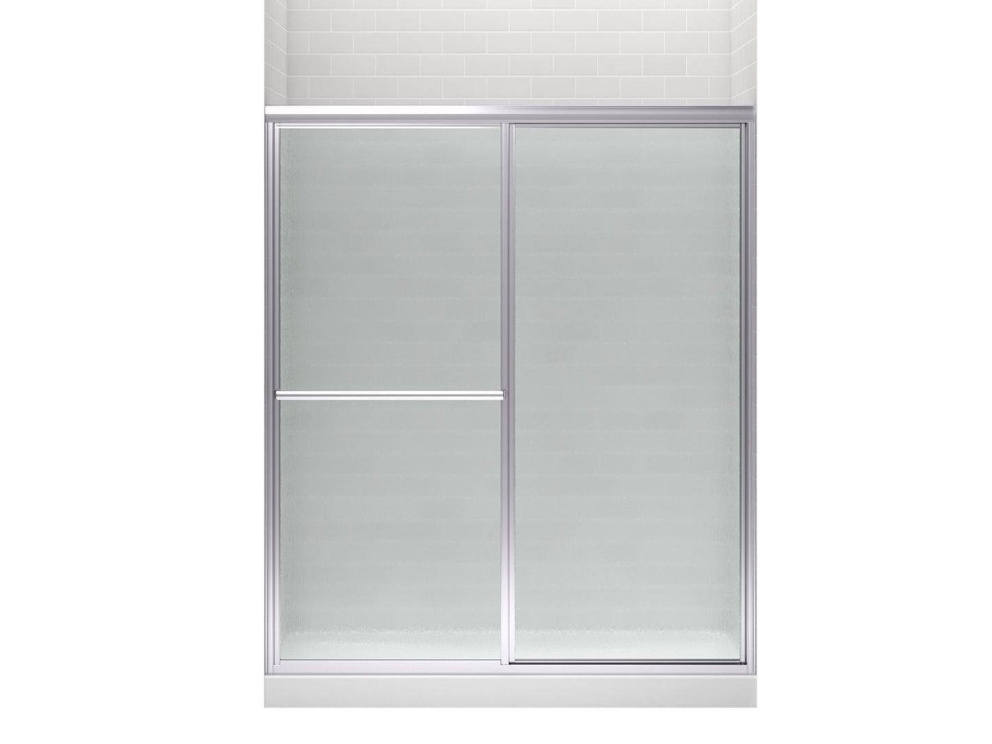 Sterling 5976-59 Deluxe Framed Sliding Shower Door, 70" H x 54-3/8 - 59-3/8" W, with 1/8" Thick Rain Glass, Silver