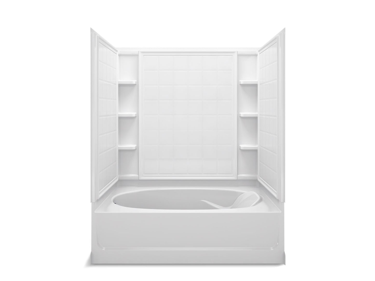 Sterling 71110112 Ensemble Tile 60" x 42" Vikrell® Bath/shower, Left Above-floor Drain, White