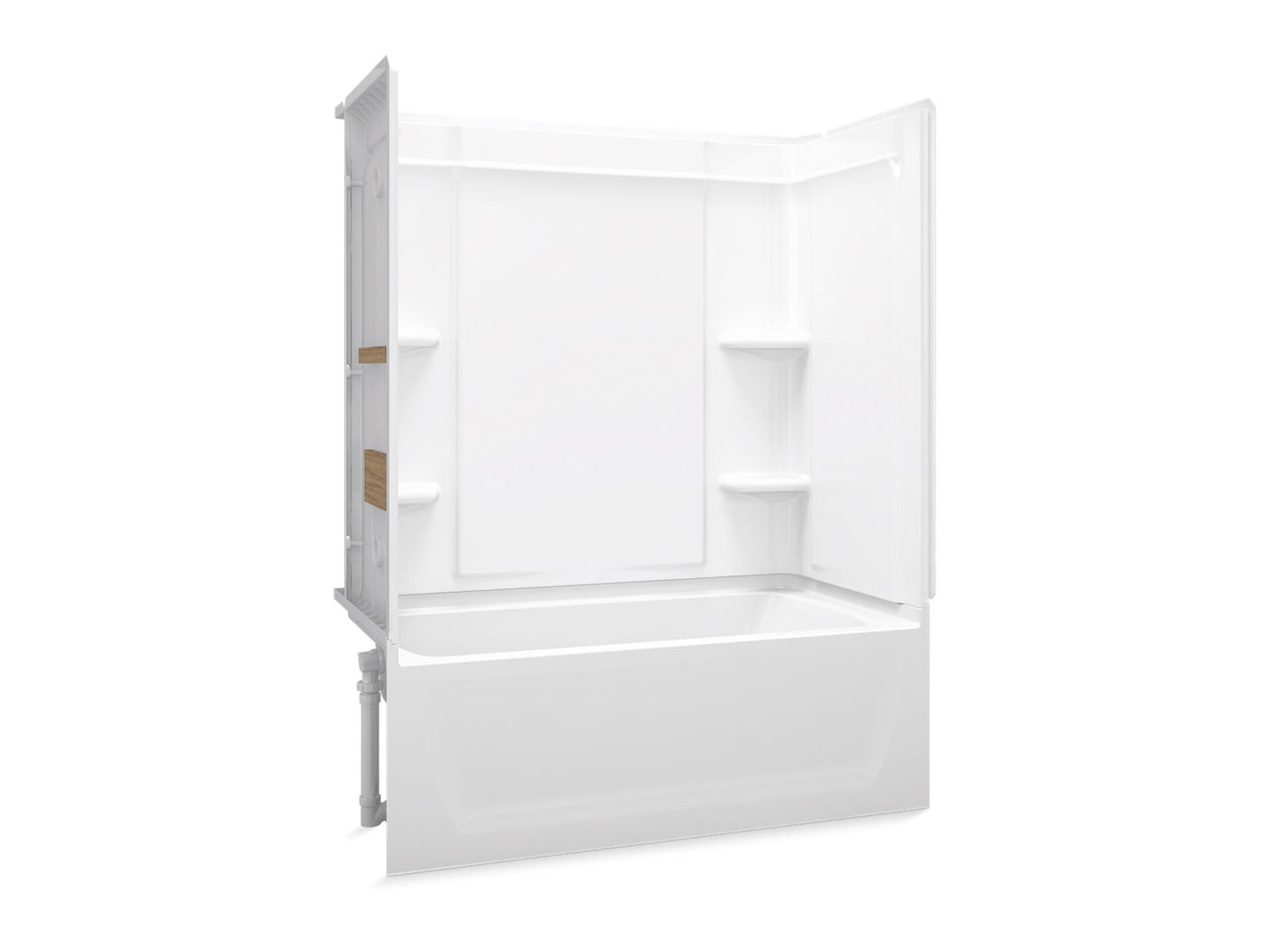 Sterling 71320118 Ensemble Medley 60" x 32" Vikrell® Bath/shower with Aging in Place Backerboards, Left Above-floor Drain, Wh