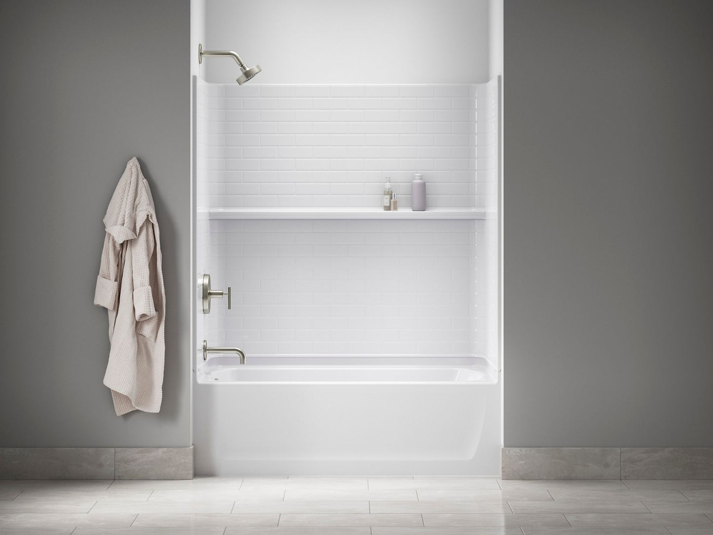Sterling 71520112 Traverse 60" x 32" Vikrell® Bath/shower, Left Above-floor Drain, White