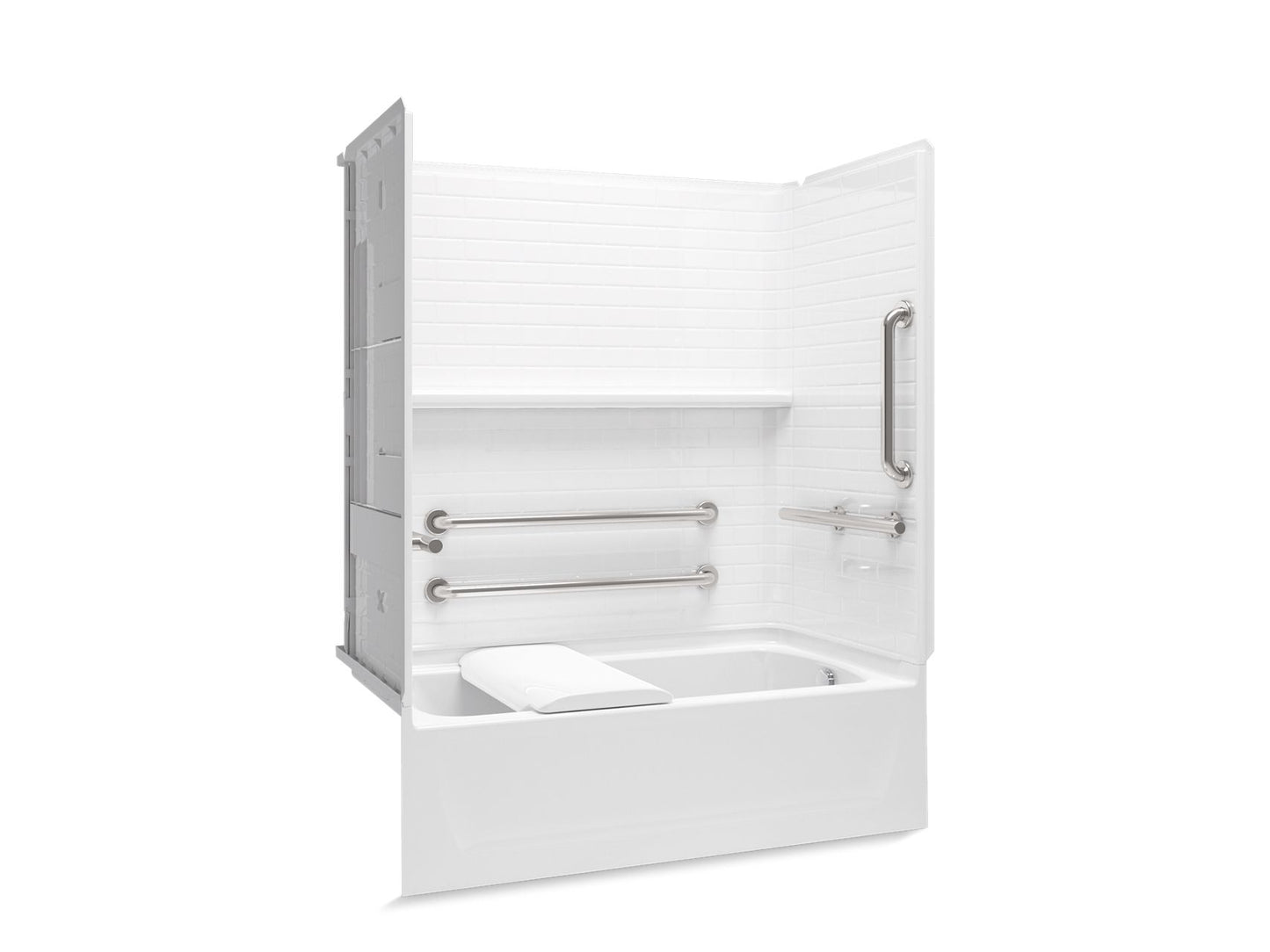 Sterling 71570125 Traverse 60" x 30" Vikrell® Bath/shower with Seat, Grab Bars, Right Drain, White