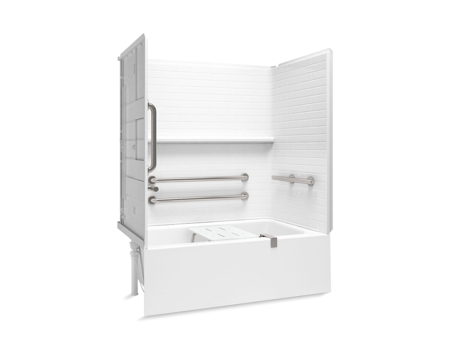 Sterling 71620115 Forum Traverse 60" x 36" Vikrell® Alcove Bath/shower with Aging in Place Backerboards, Grab Bars, and Bath