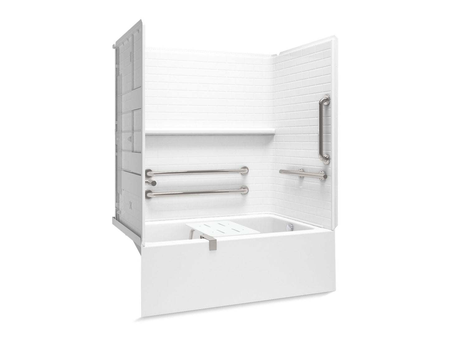 Sterling 71620125 Forum Traverse 60" x 36" Vikrell® Alcove Bath/shower with Aging in Place Backerboards, Grab Bars, and Bath