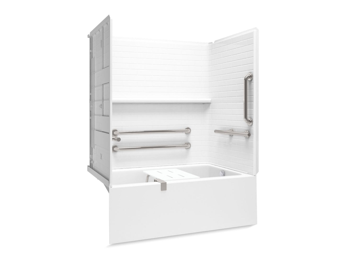 Sterling 71620127 Forum Traverse 60" x 36" Above-floor-drain Vikrell® Alcove Bath/shower with Aging in Place Backerboards, Gr