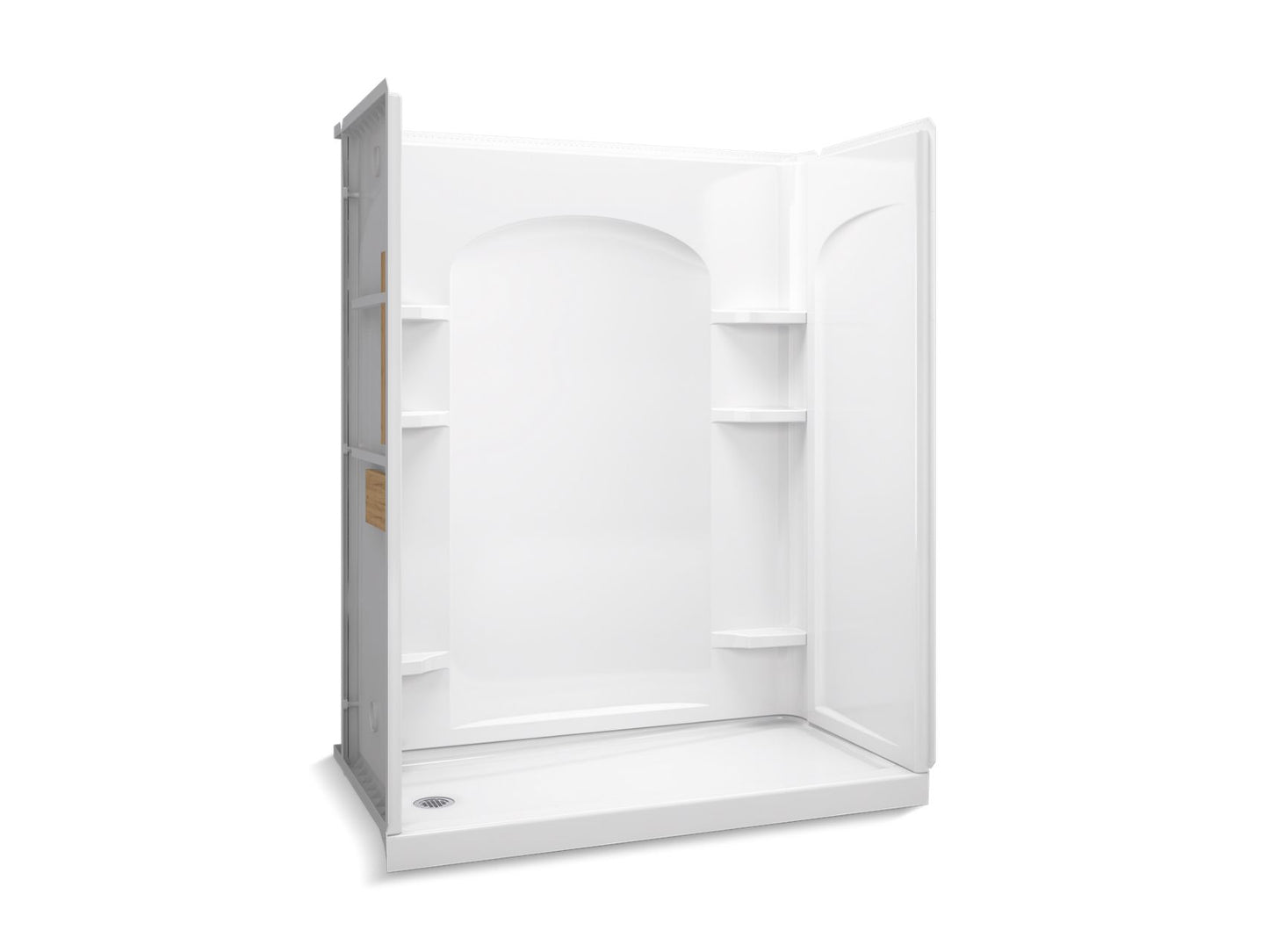 Sterling 72180116 Ensemble Curve 60" x 32" Vikrell® Shower with Aging in Place Backerboards, Left Drain, White