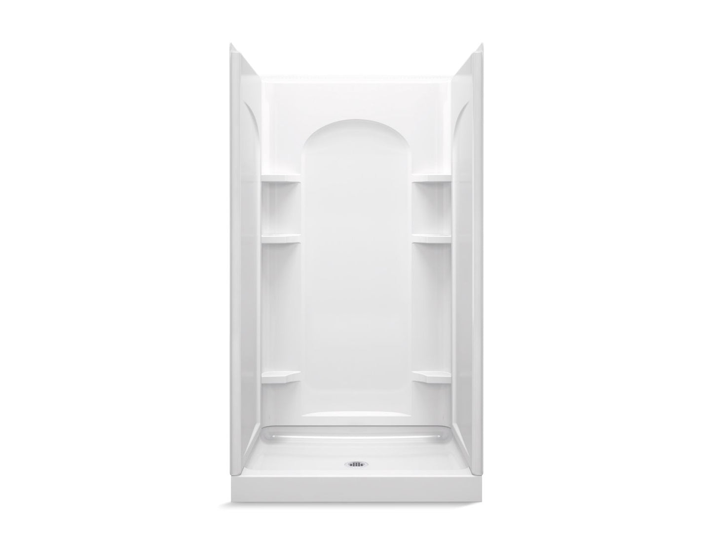 Sterling 72210106 Ensemble Curve 42" x 34" Vikrell® Shower with Aging in Place Backerboards, Center Drain, White