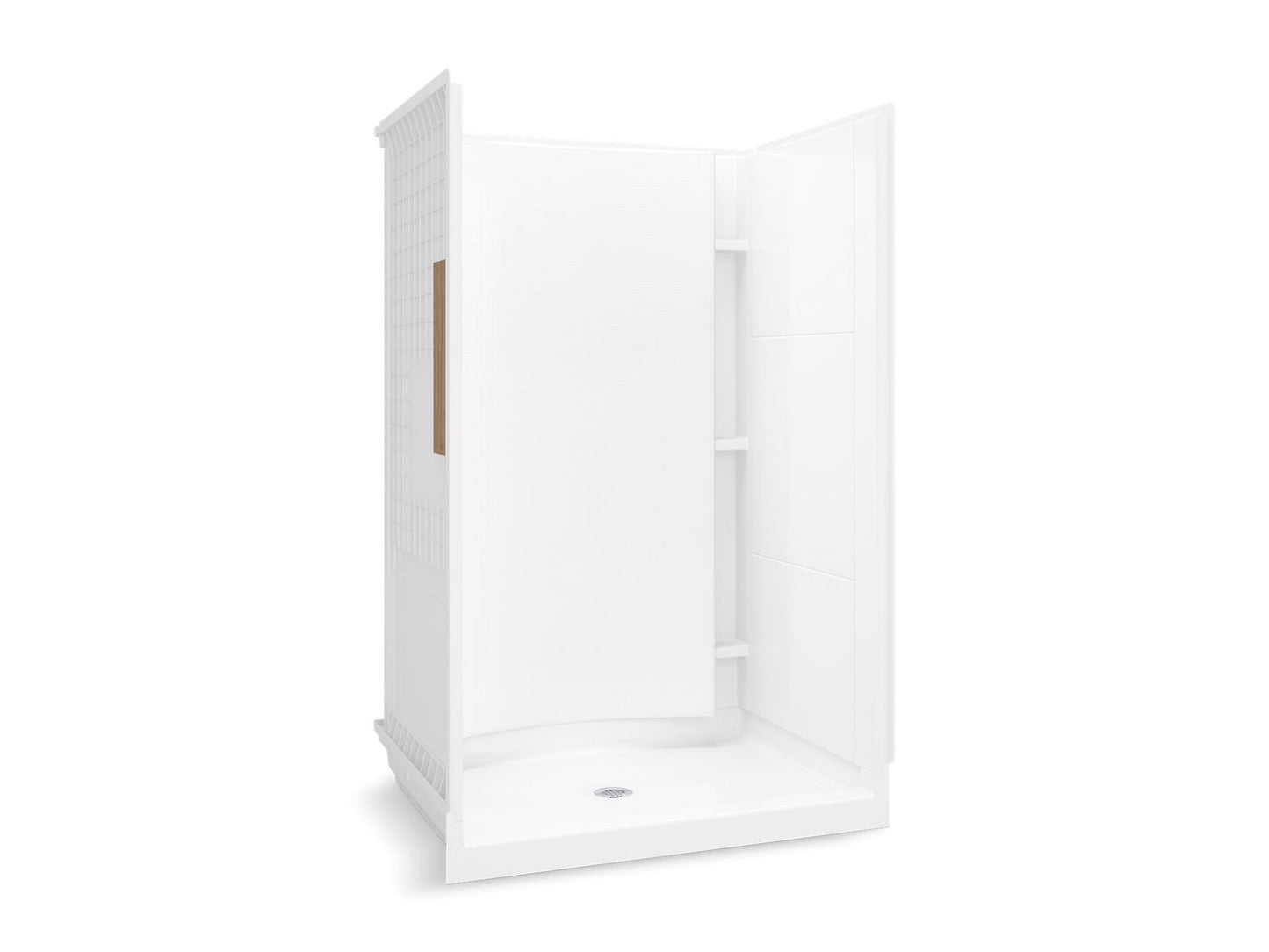 Sterling 72260106 Accord 48" x 36" Vikrell® Shower with Aging in Place Backerboards, Center Drain, White