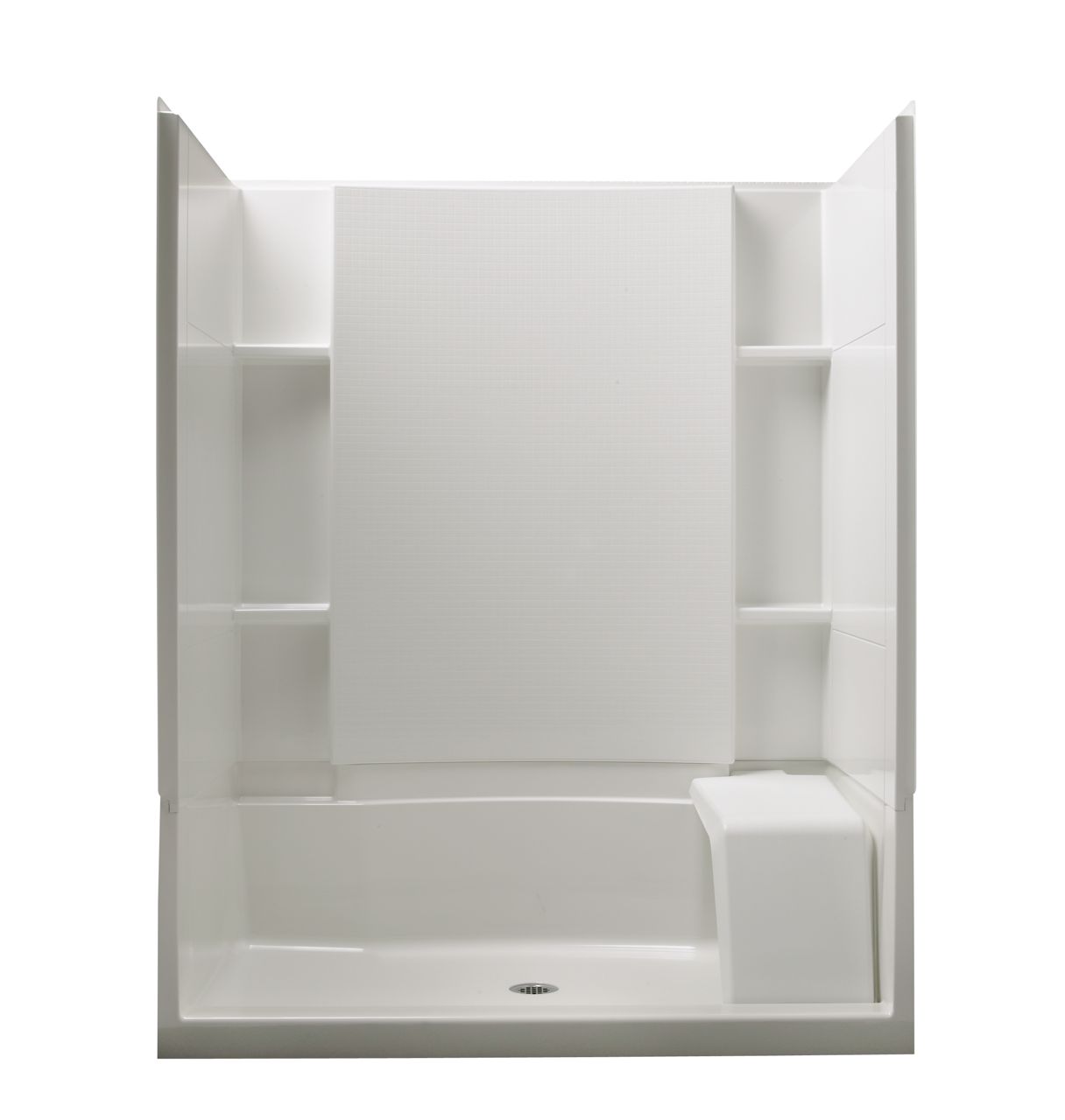 Sterling 72290106 Accord 60" x 36" Vikrell® Seated Shower with Aging in Place Backerboards, Center Drain, White