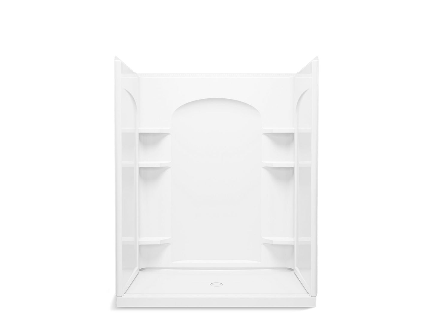 Sterling 72370106 Ensemble Curve 60" x 34" Vikrell® Shower with Aging in Place Backerboards, Center Drain, White