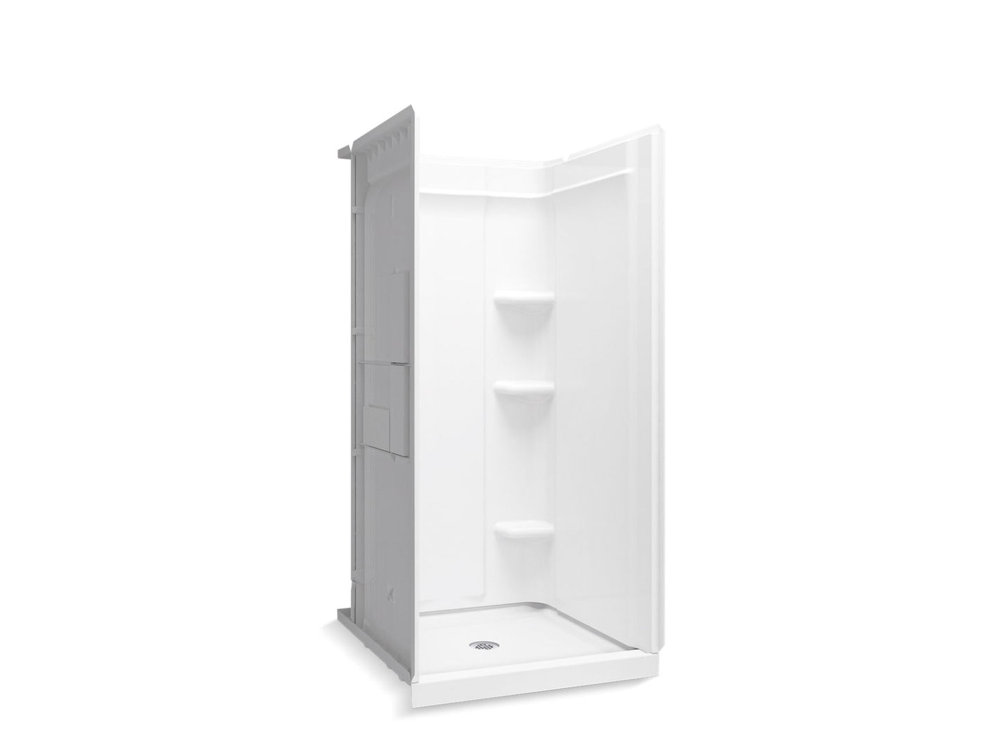 Sterling 72400106 Medley 36" x 34" Vikrell® Shower with Aging in Place Backerboards, Center Drain, White