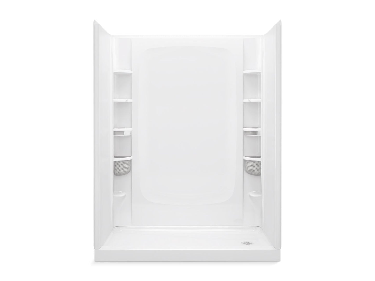 Sterling 72470126 STORE+ 60" x 30" Vikrell® Shower with Aging in Place Backerboards, Right Drain, White