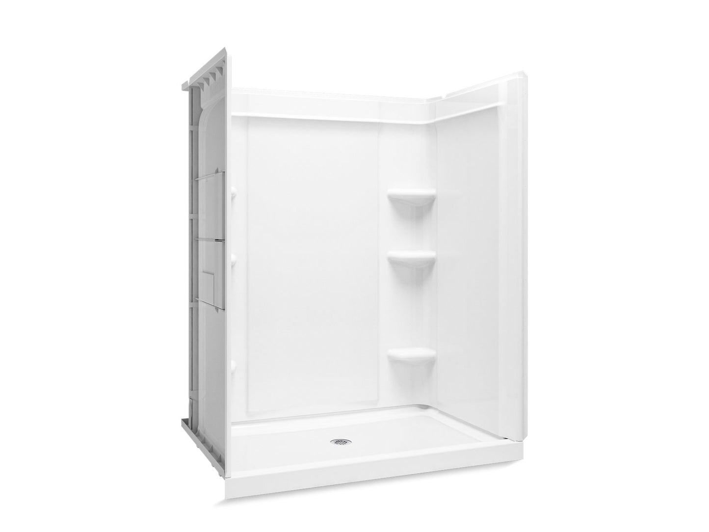 Sterling 72480106 Medley 60" x 36" Vikrell® Shower with Aging in Place Backerboards, Center Drain, White