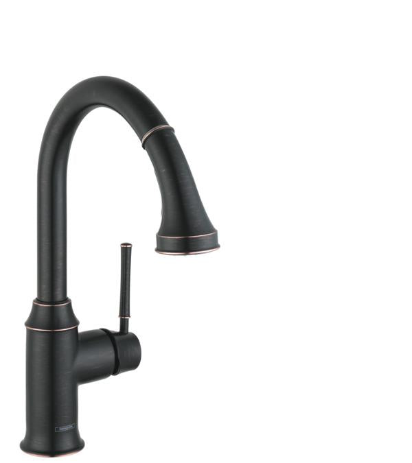 Hansgrohe 04215920 Talis C High-Arc Pull-Down Kitchen Faucet with Magnetic Docking Spray Head and Locking Diverter in Rubbed Bronze