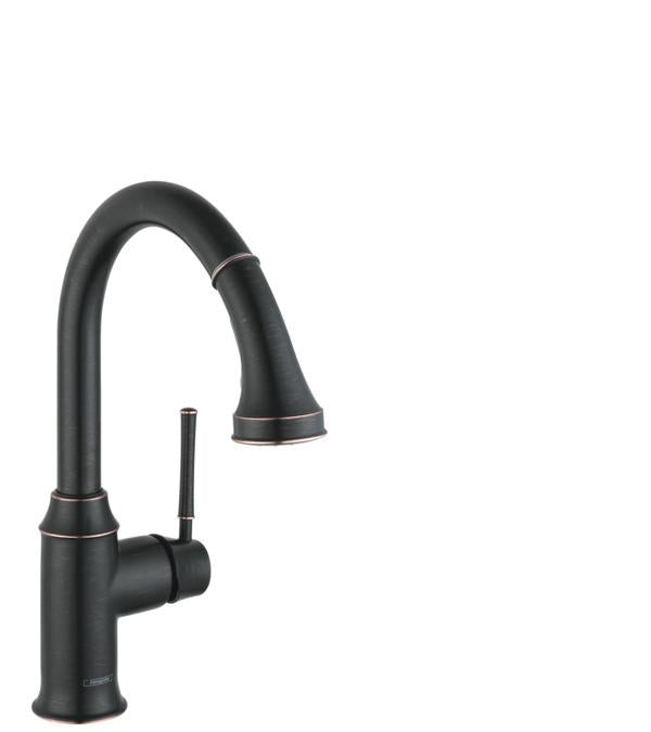 Hansgrohe 04216920 Talis C Pull-Down Prep Kitchen Faucet with Magnetic Docking Spray Head and Locking Diverter in Rubbed Bronze
