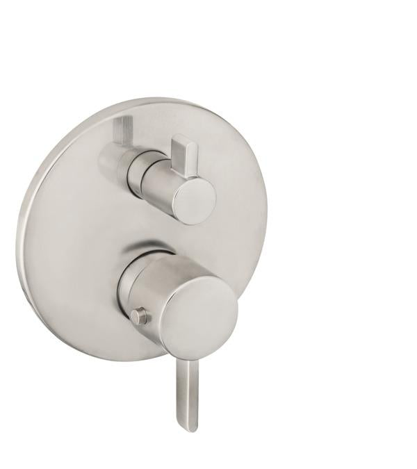 Hansgrohe 04231820 Ecostat Thermostatic Valve Trim with Integrated Diverter and Volume Controls - Less Valve in Brushed Nickel