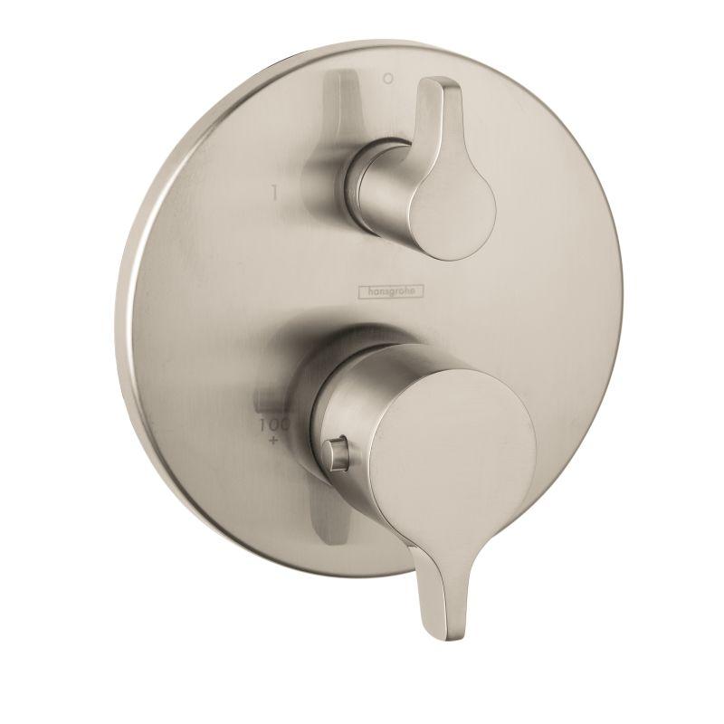 Hansgrohe 04352820 S/E Thermostatic Valve Trim with Integrated Volume Control - Less Valve in Brushed Nickel