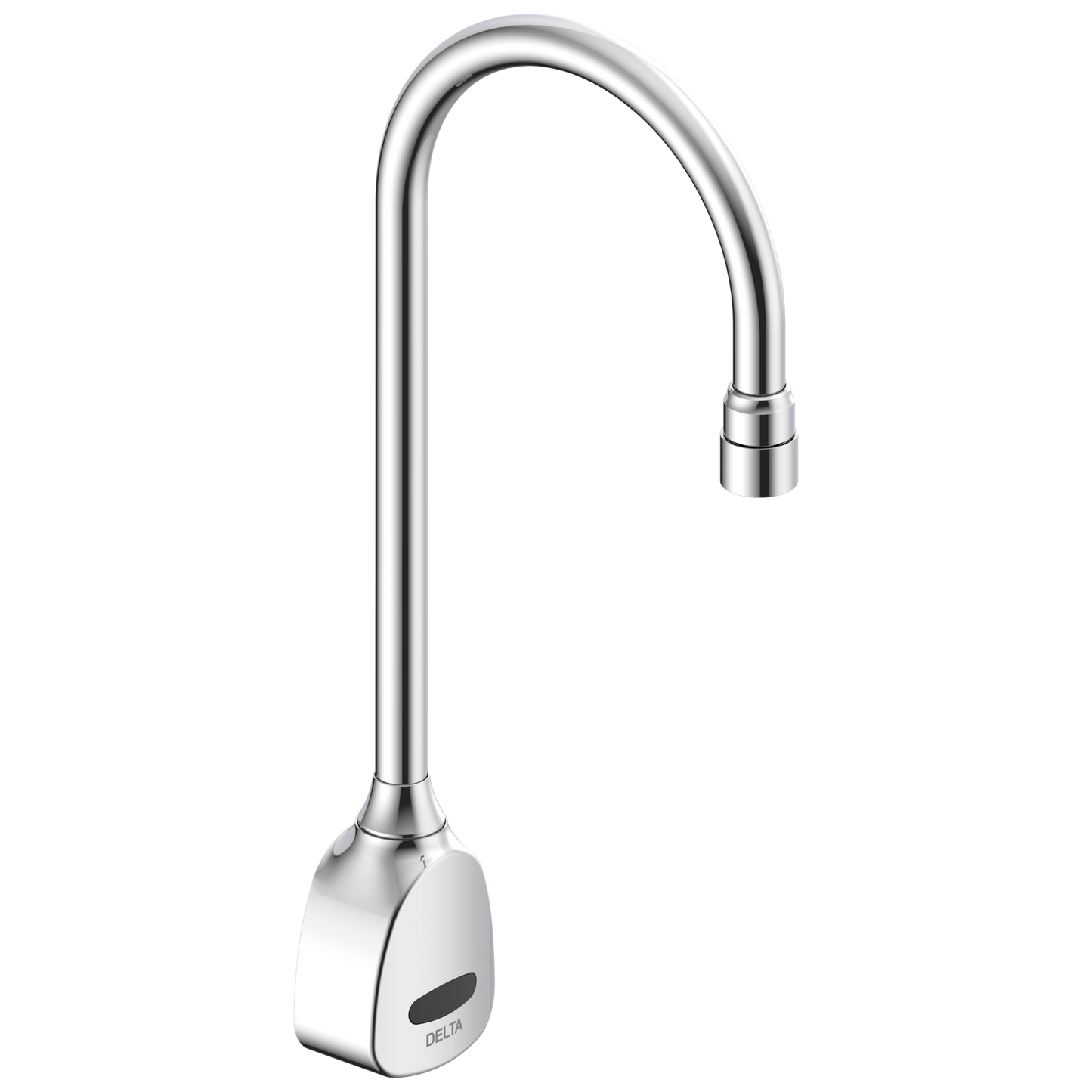 Delta Commercial 1500T Series: Hardwire Electronic Wall Mount Basin Faucet with Gooseneck Spout