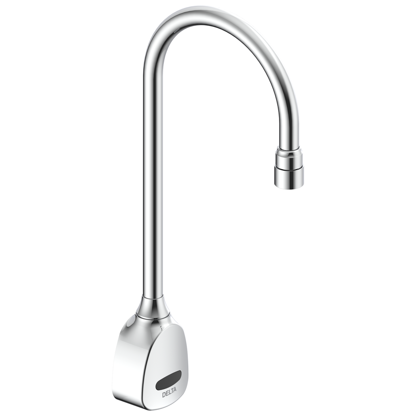 Delta Commercial 1500T Series: Hardwire Electronic Wall Mount Basin Faucet with Gooseneck Spout