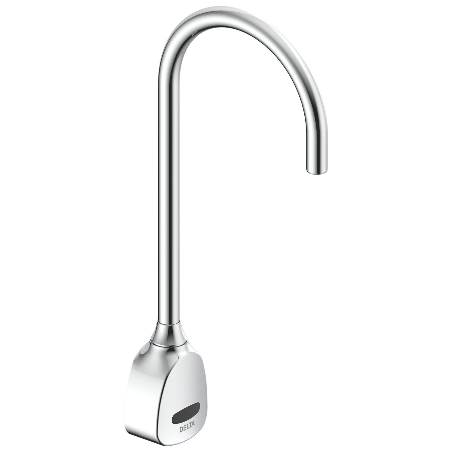 Delta Commercial 1500T Series: Hardwire Electronic Wall Mount Basin Faucet with Gooseneck Spout