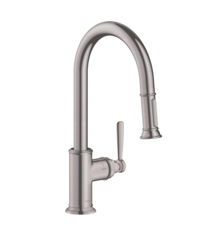 Axor 16581801 Montreux 2-Spray High Arc Kitchen Faucet Pull-Down 1.75 GPM in Steel Optic