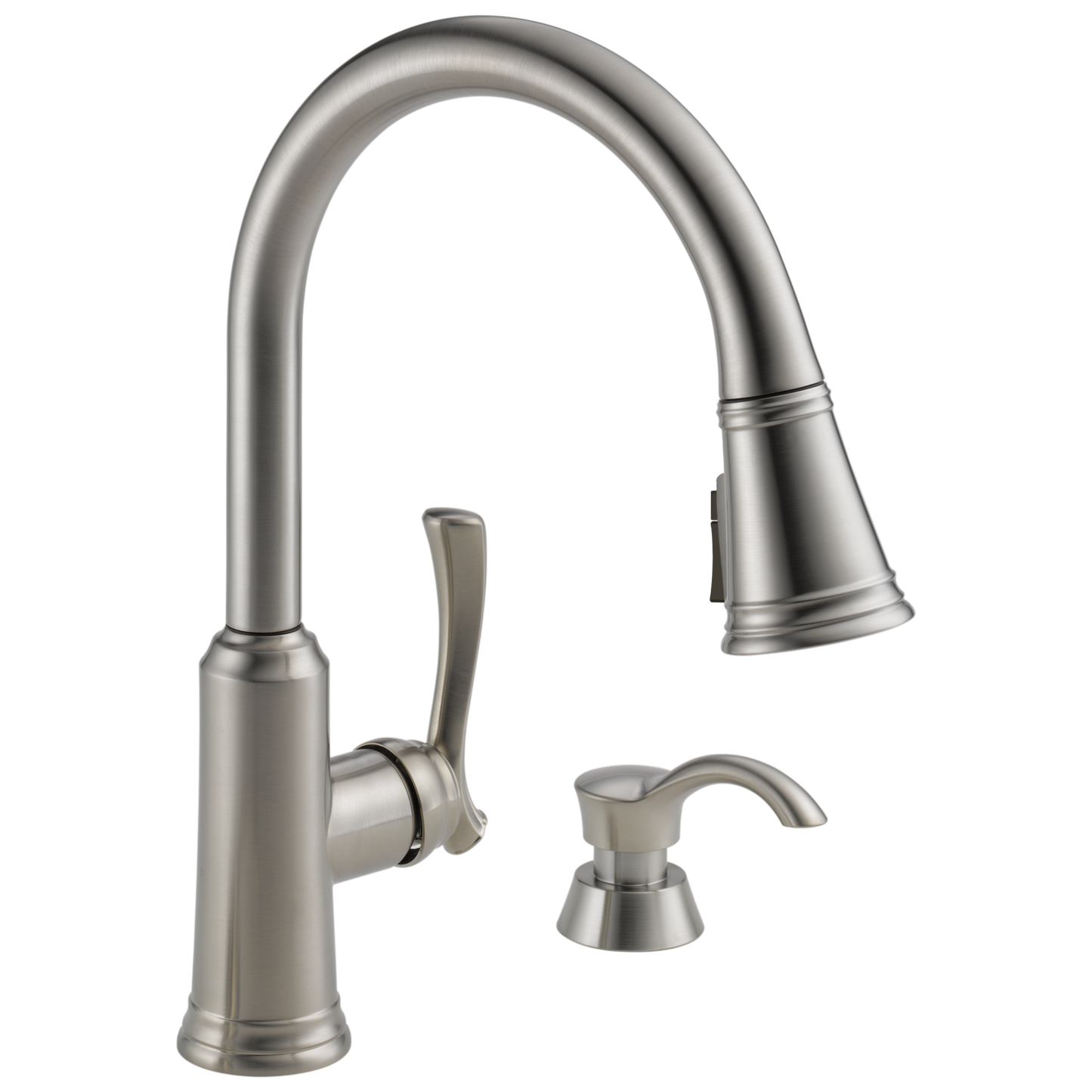 Delta Lakeview: Single Handle Pull-Down Kitchen Faucet with Soap Dispenser and ShieldSpray Technology