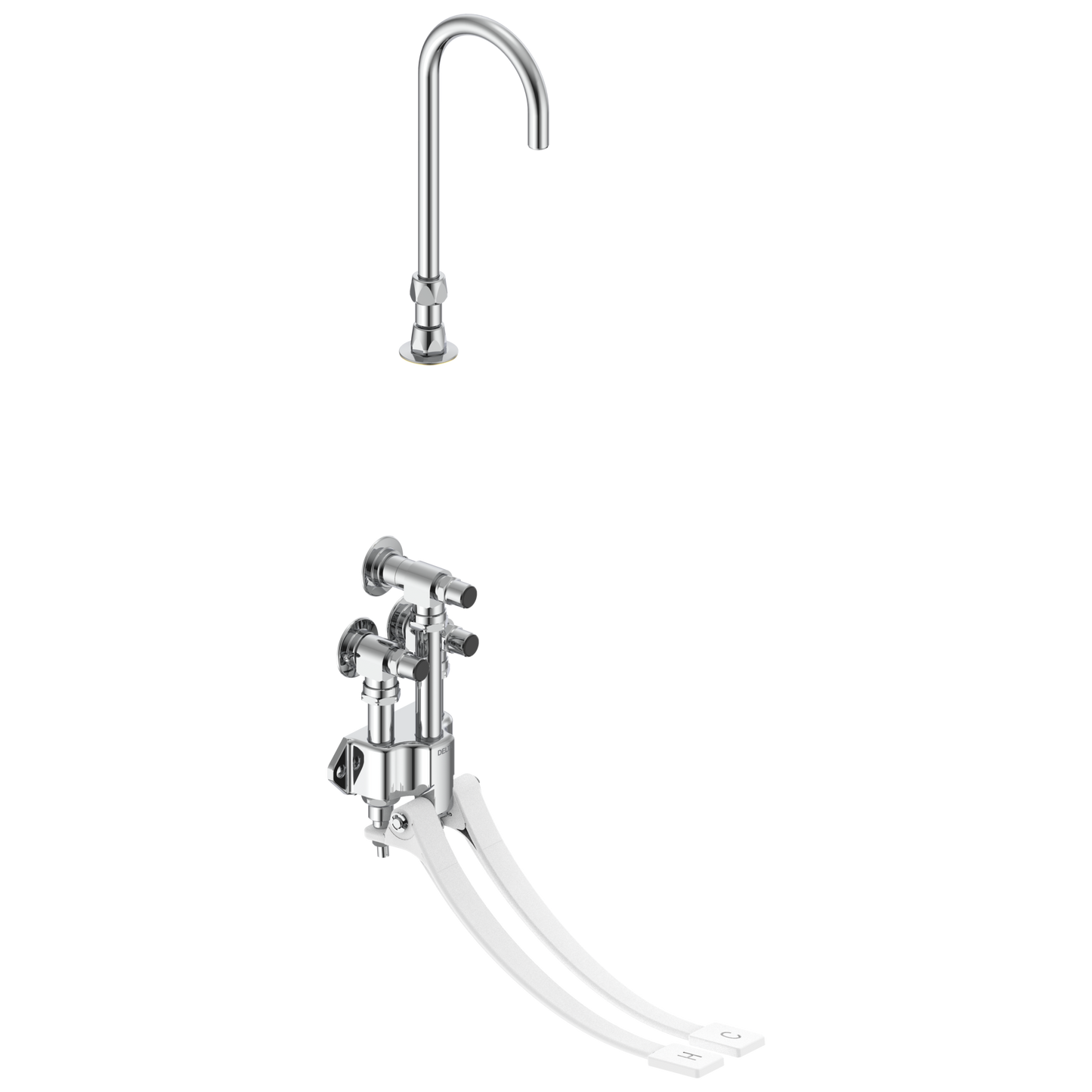 Commercial 54T5: Wall Mount Double-Pedal Surgeon's Scrub-up with Gooseneck Spout