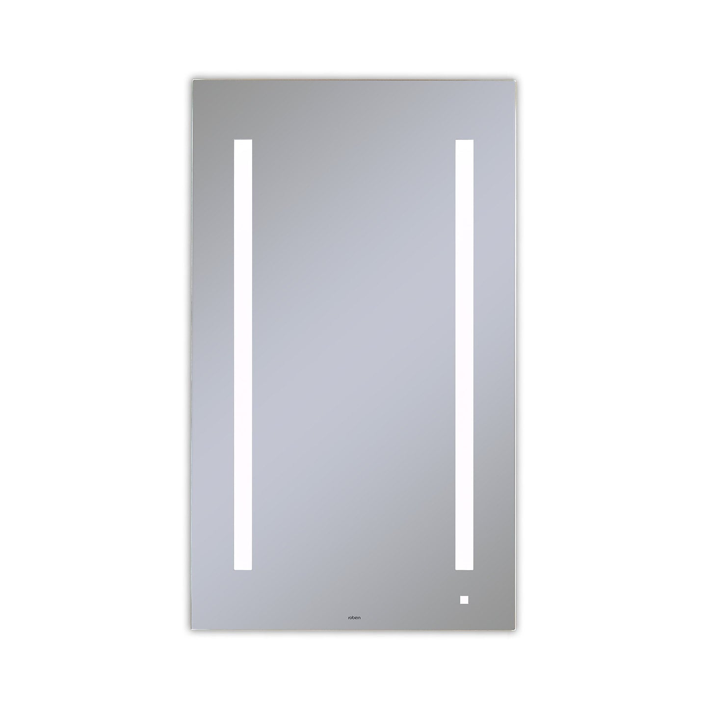 AiO 23-1/8" x 39-1/4" x 1-1/2" lighted mirror with LUM lighting at 4000 kelvin temperature (cool light), dimmable, USB charging ports and OM Audio