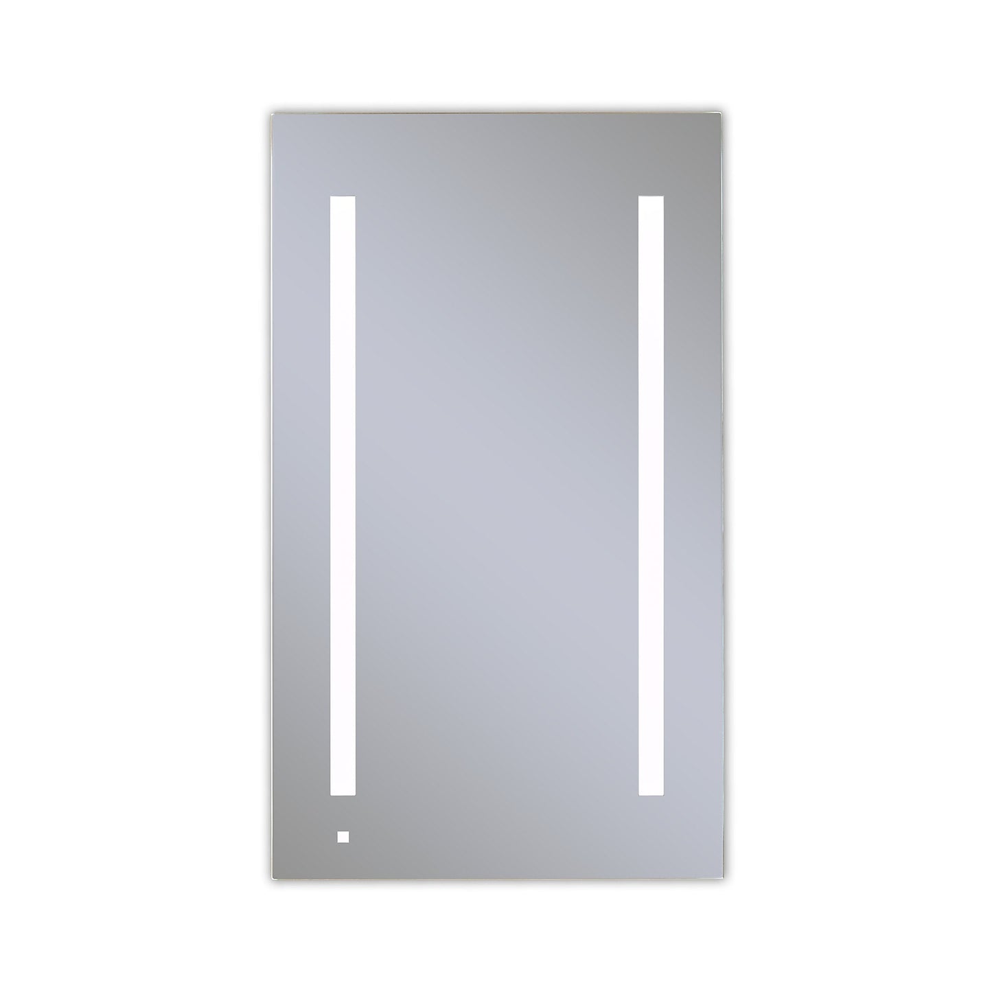 AiO 23-1/4" x 40" x 4" single door lighted cabinet with LUM LED lighting at 4000 kelvin temperature (cool light), dimmable, built-in OM Audio, interior lighting, electrical outlet, USB charging ports, magnetic storage strip and right hinge
