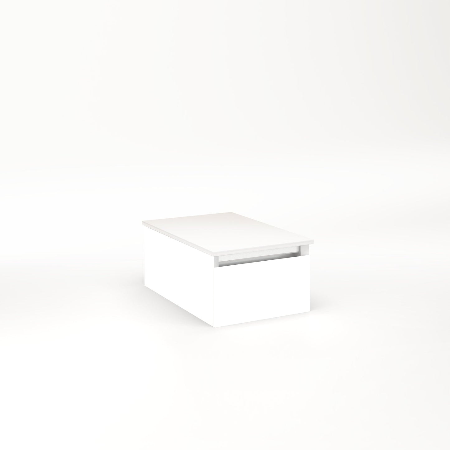 Cartesian 12-1/8" x 7-1/2" x 18-3/4" slim drawer vanity in white with slow-close full drawer and no night light