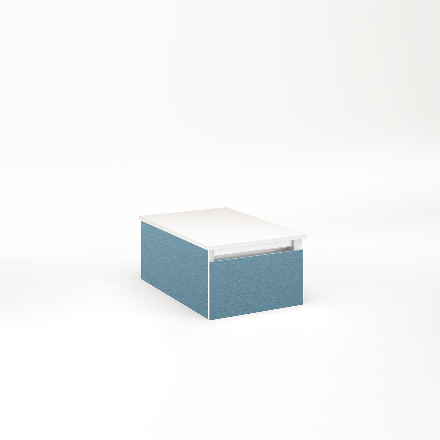 Cartesian 12-1/8" x 7-1/2" x 18-3/4" slim drawer vanity in ocean with slow-close full drawer and selectable night light in 2700K/4000K temperature (warm/cool light)