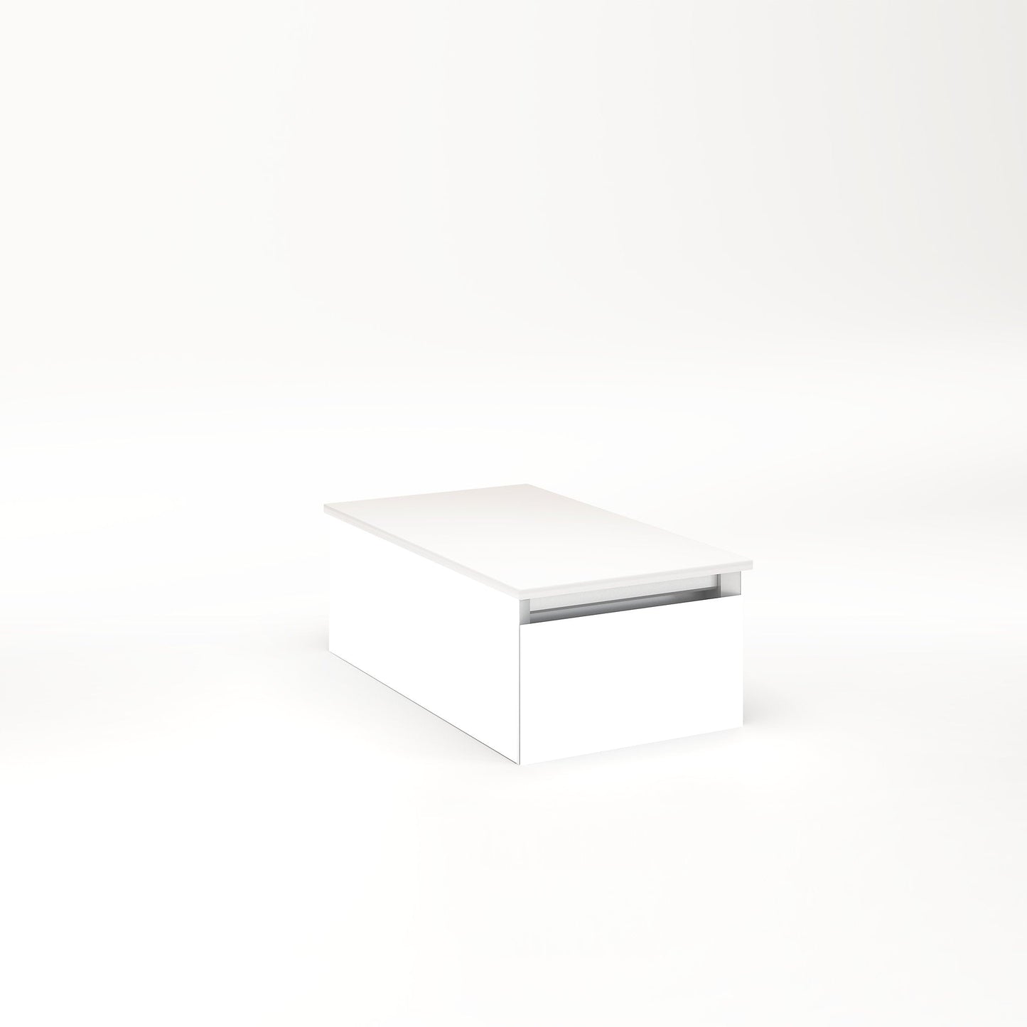 Cartesian 12-1/8" x 7-1/2" x 21-3/4" slim drawer vanity in white with slow-close full drawer and night light in 5000K temperature (cool light)
