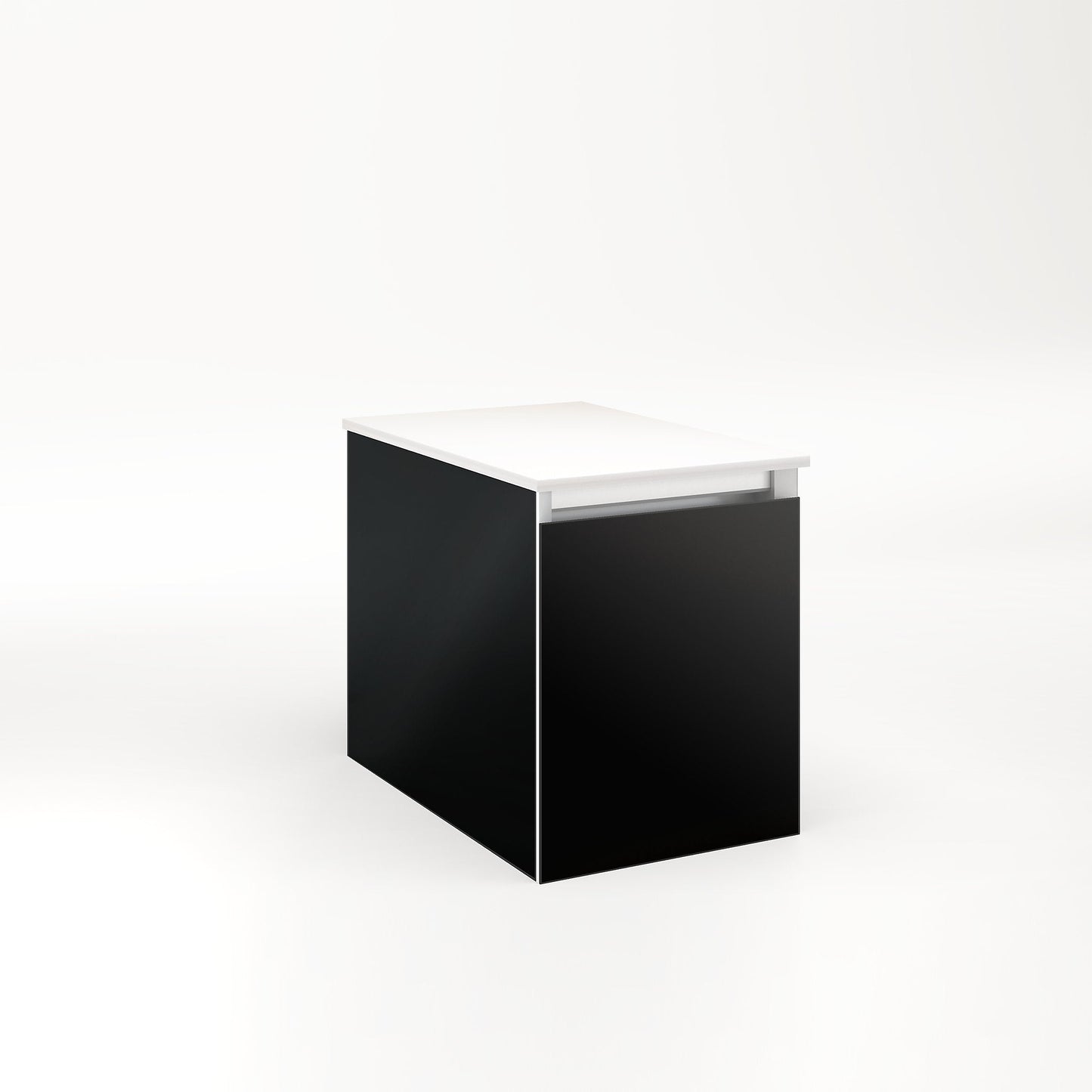 Cartesian 12-1/8" x 15" x 18-3/4" single drawer vanity in black with slow-close full drawer and night light in 5000K temperature (cool light)