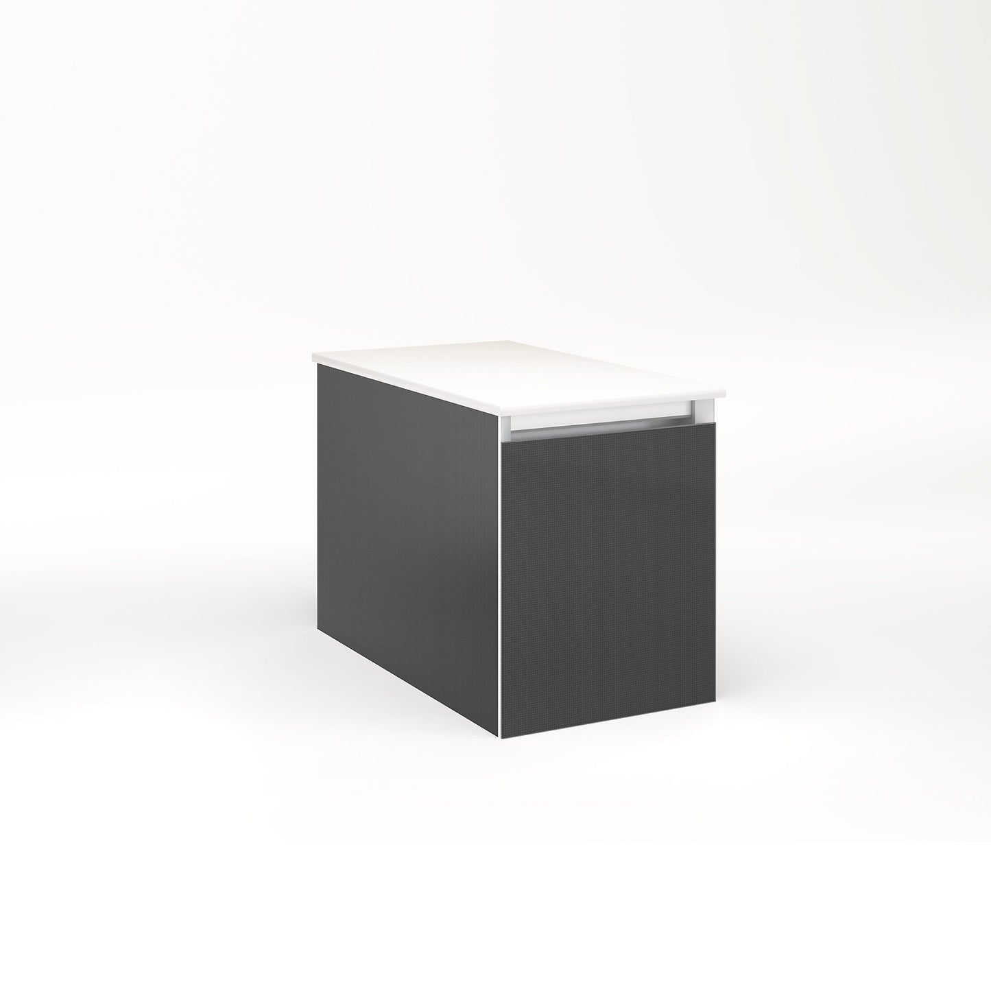 Cartesian 12-1/8" x 15" x 21-3/4" slim drawer vanity in smoke screen with slow-close full drawer and selectable night light in 2700K/4000K temperature (warm/cool light)