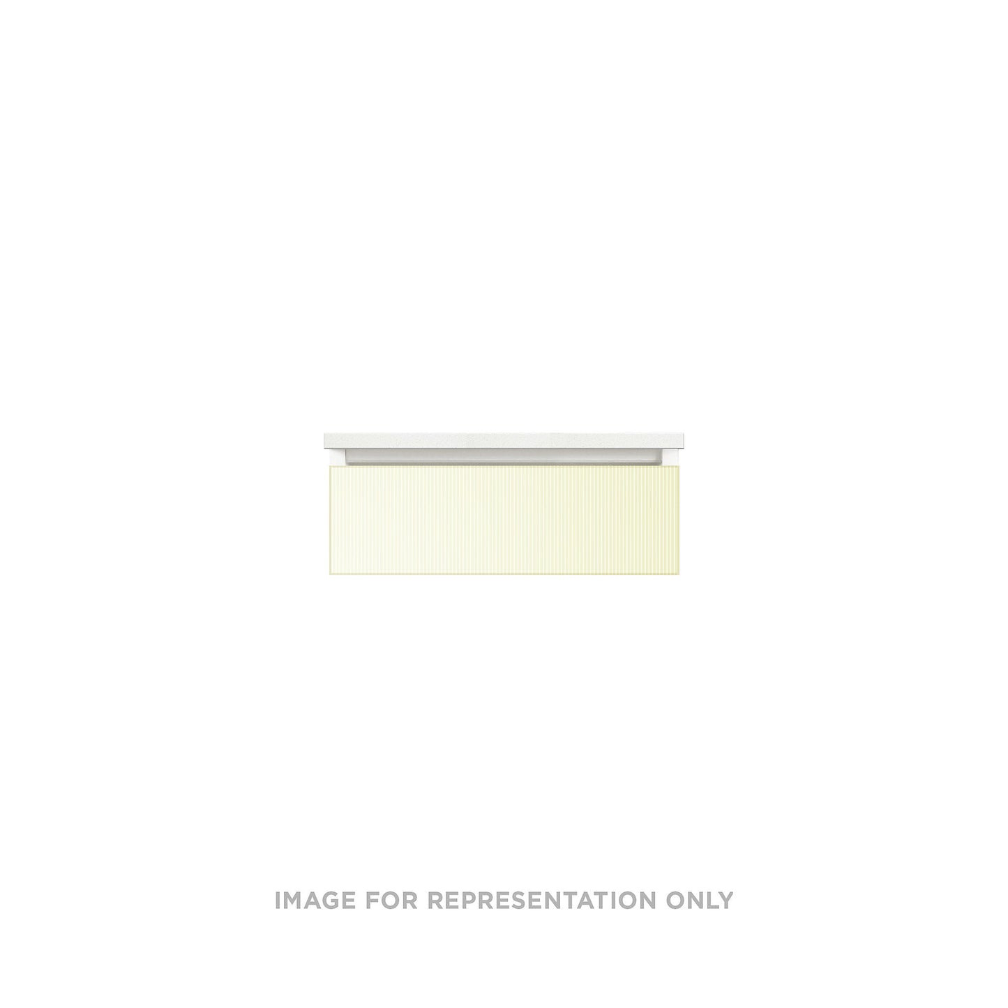 Cartesian 24-1/8" x 7-1/2" x 18-3/4" slim drawer vanity in reeded white with slow-close plumbing drawer and selectable night light in 2700K/4000K temperature (warm/cool light)