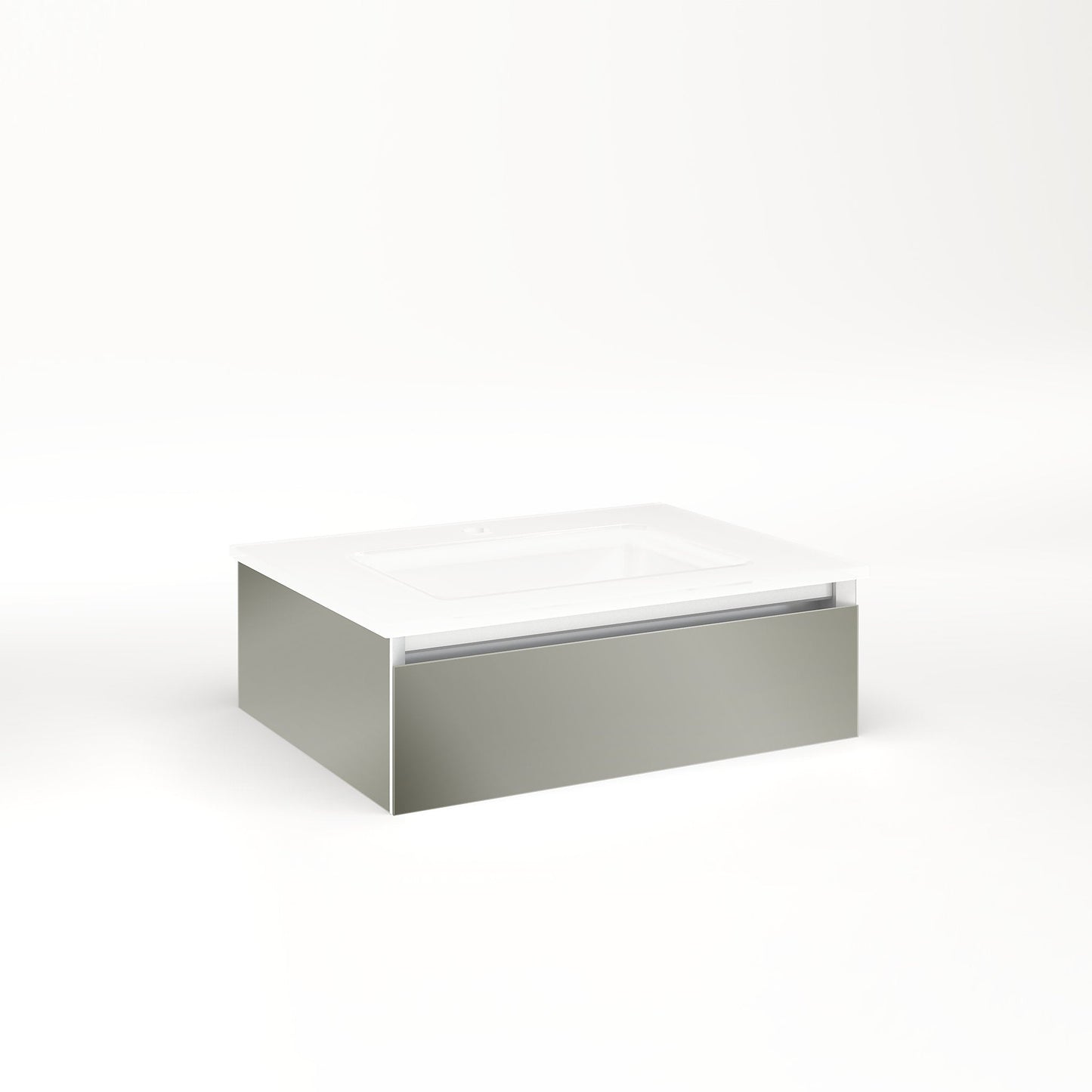 Cartesian 24-1/8" x 7-1/2" x 18-3/4" slim drawer vanity in mirror with slow-close tip out drawer and selectable night light in 2700K/4000K temperature (warm/cool light)