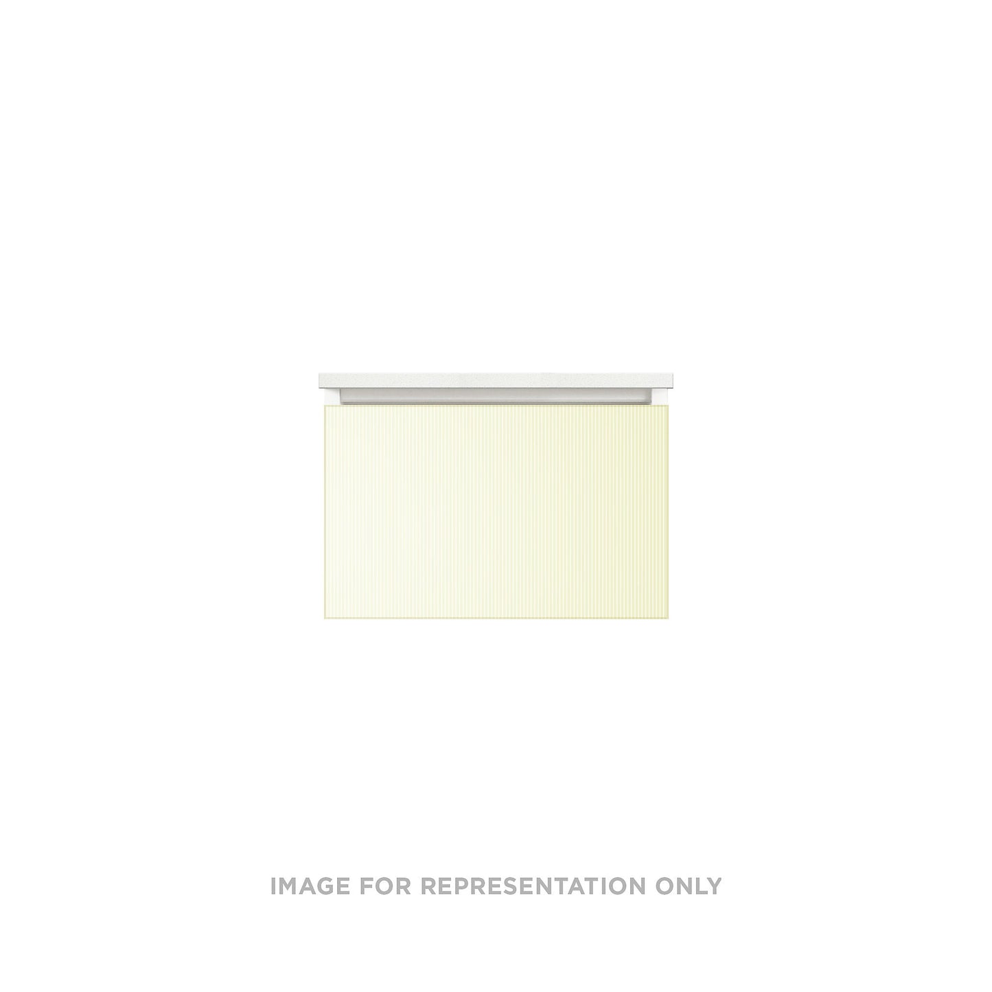 Cartesian 24-1/8" x 15" x 21-3/4" slim drawer vanity in reeded white with slow-close full drawer and selectable night light in 2700K/4000K temperature (warm/cool light)
