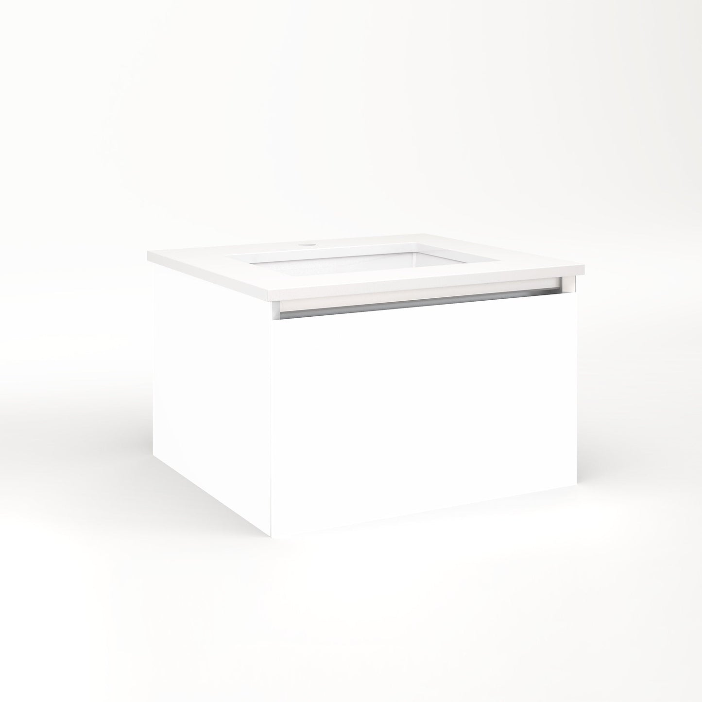 Cartesian 24-1/8" x 15" x 21-3/4" single drawer vanity in white with slow-close plumbing drawer and night light in 5000K temperature (cool light)