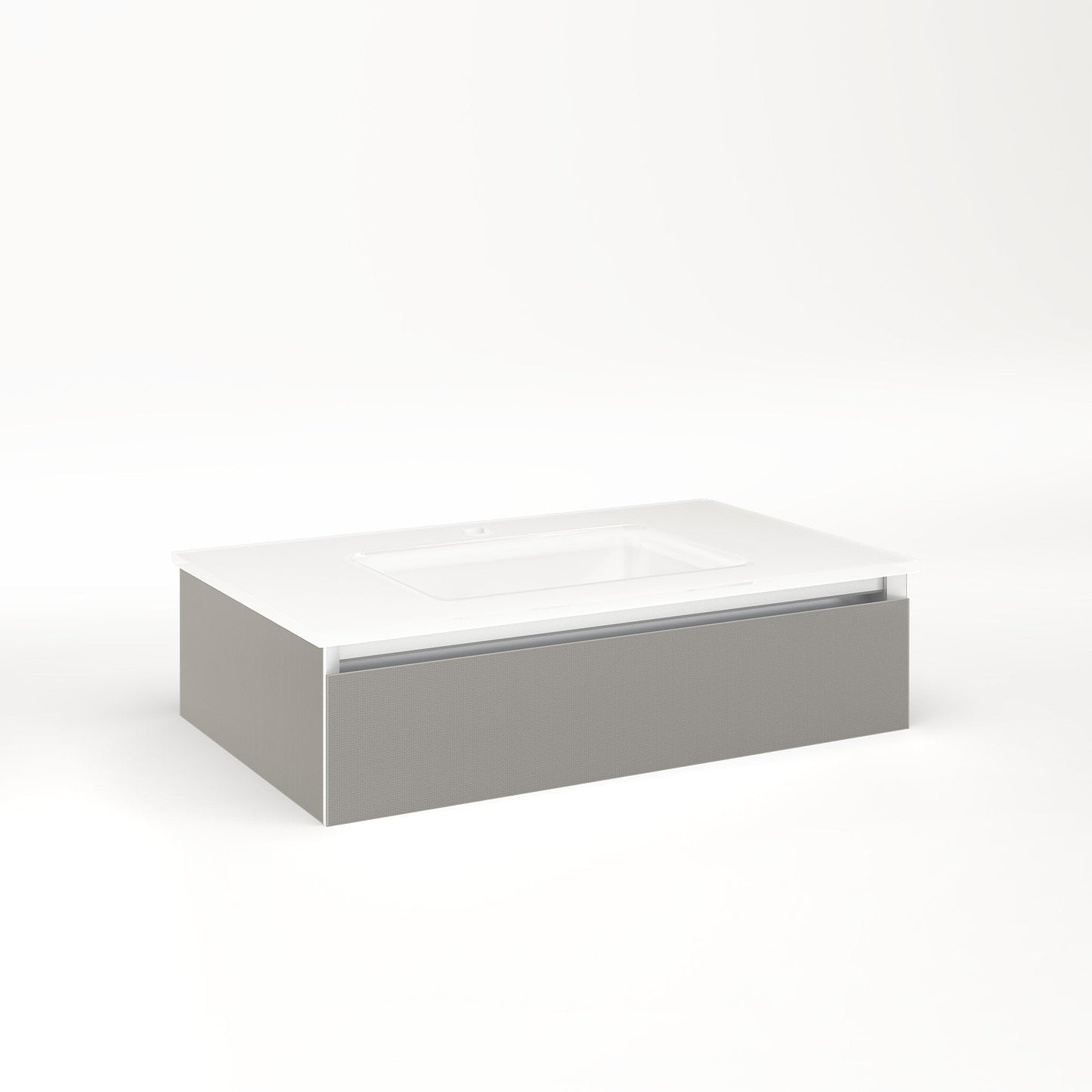 Cartesian 30-1/8" x 7-1/2" x 18-3/4" slim drawer vanity in silver screen with slow-close full drawer and night light in 5000K temperature (cool light)