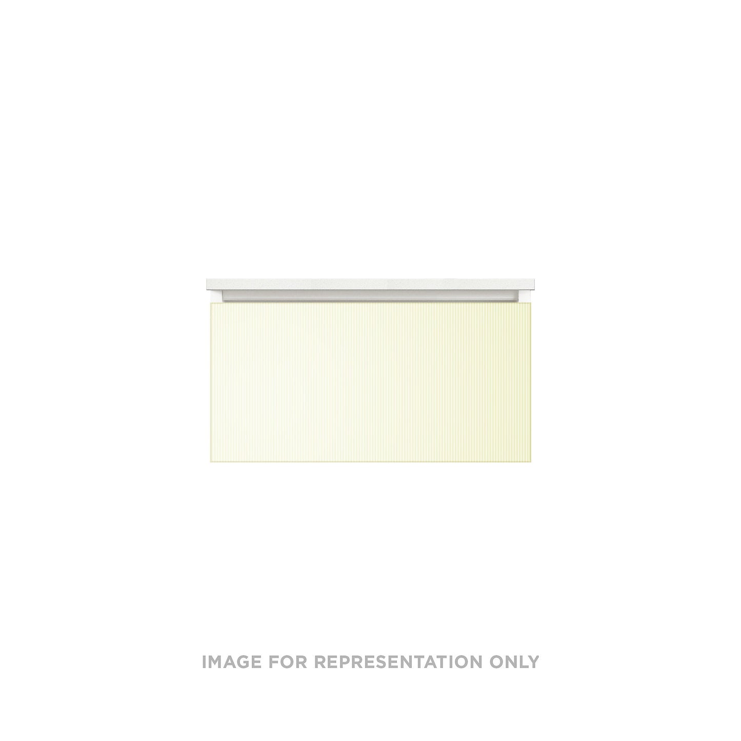 Cartesian 30-1/8" x 15" x 18-3/4" slim drawer vanity in reeded white with slow-close full drawer and selectable night light in 2700K/4000K temperature (warm/cool light)