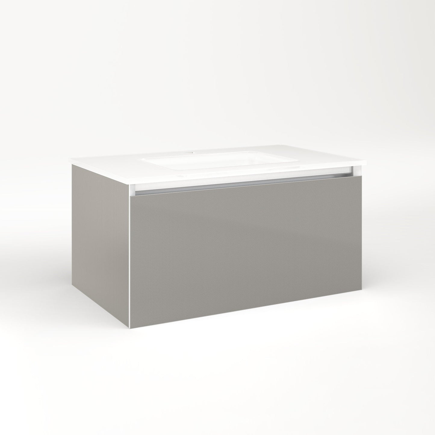 Cartesian 30-1/8" x 15" x 18-3/4" single drawer vanity in silver screen with slow-close plumbing drawer and no night light