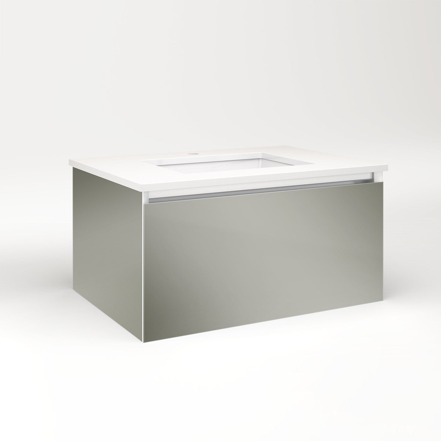 Cartesian 30-1/8" x 15" x 21-3/4" single drawer vanity in mirror with slow-close full drawer and no night light