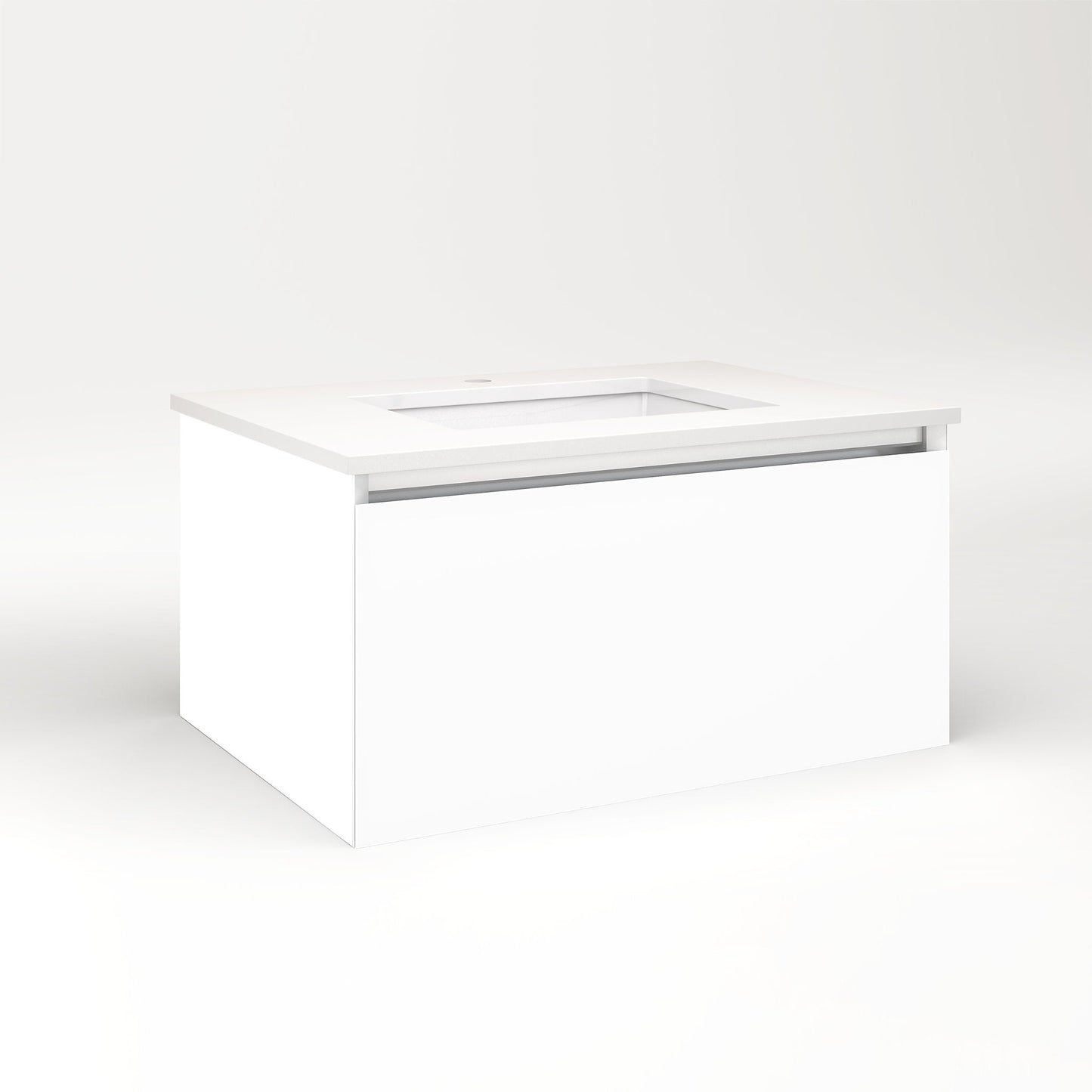 Cartesian 30-1/8" x 15" x 21-3/4" single drawer vanity in white with slow-close full drawer and night light in 5000K temperature (cool light)