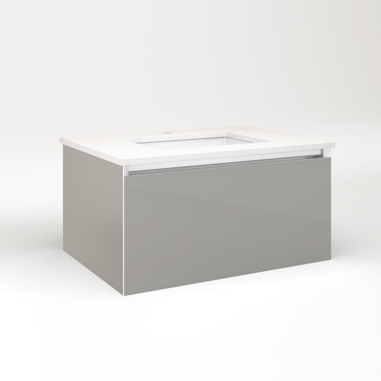 Cartesian 30-1/8" x 15" x 21-3/4" single drawer vanity in silver screen with slow-close plumbing drawer and night light in 5000K temperature (cool light)