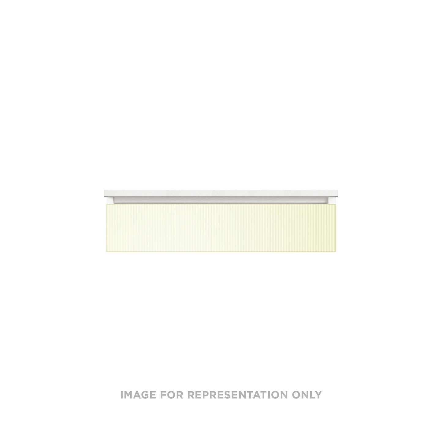 Cartesian 36-1/8" x 7-1/2" x 18-3/4" slim drawer vanity in reeded white with slow-close plumbing drawer and selectable night light in 2700K/4000K temperature (warm/cool light)
