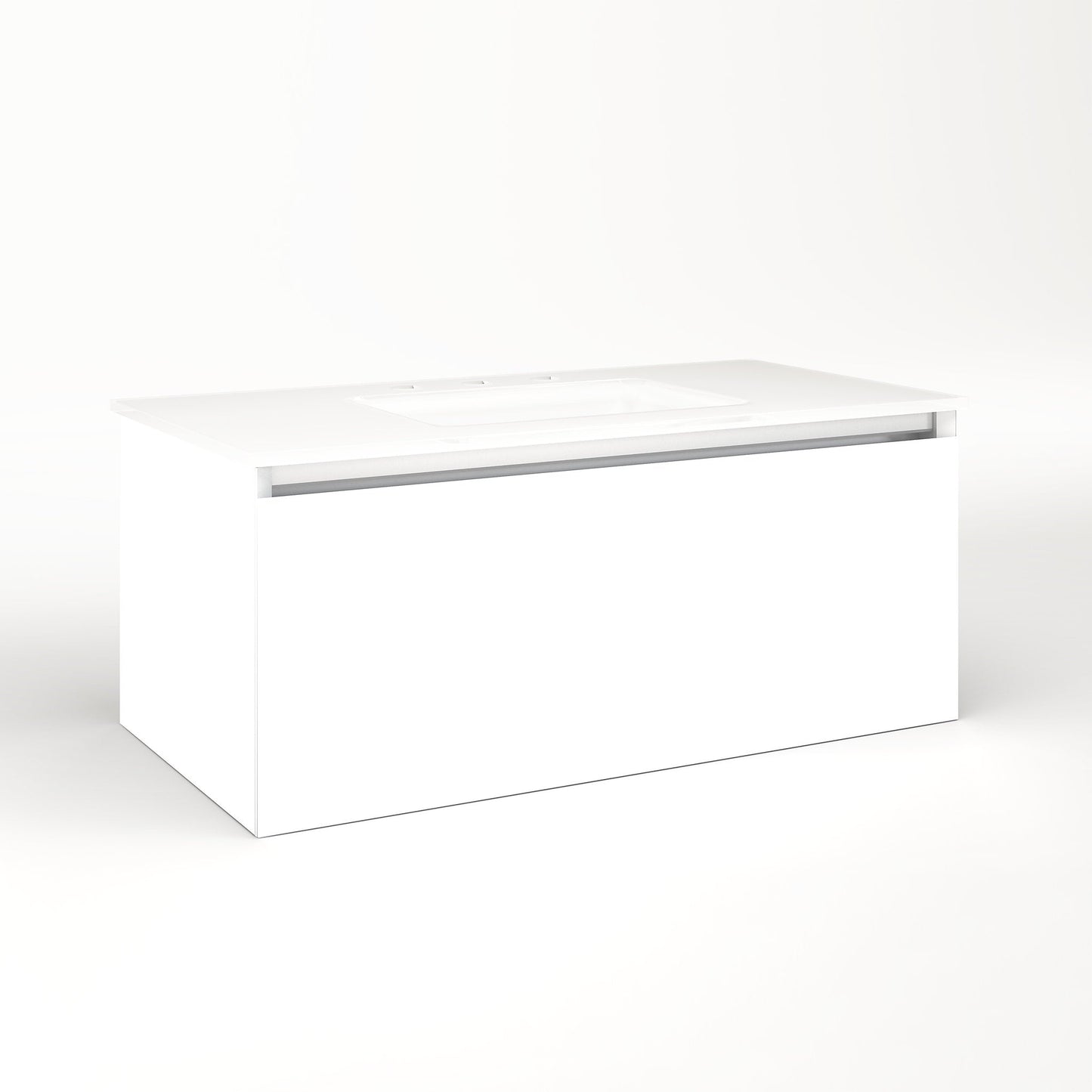 Cartesian 36-1/8" x 15" x 18-3/4" single drawer vanity in white with slow-close full drawer and no night light