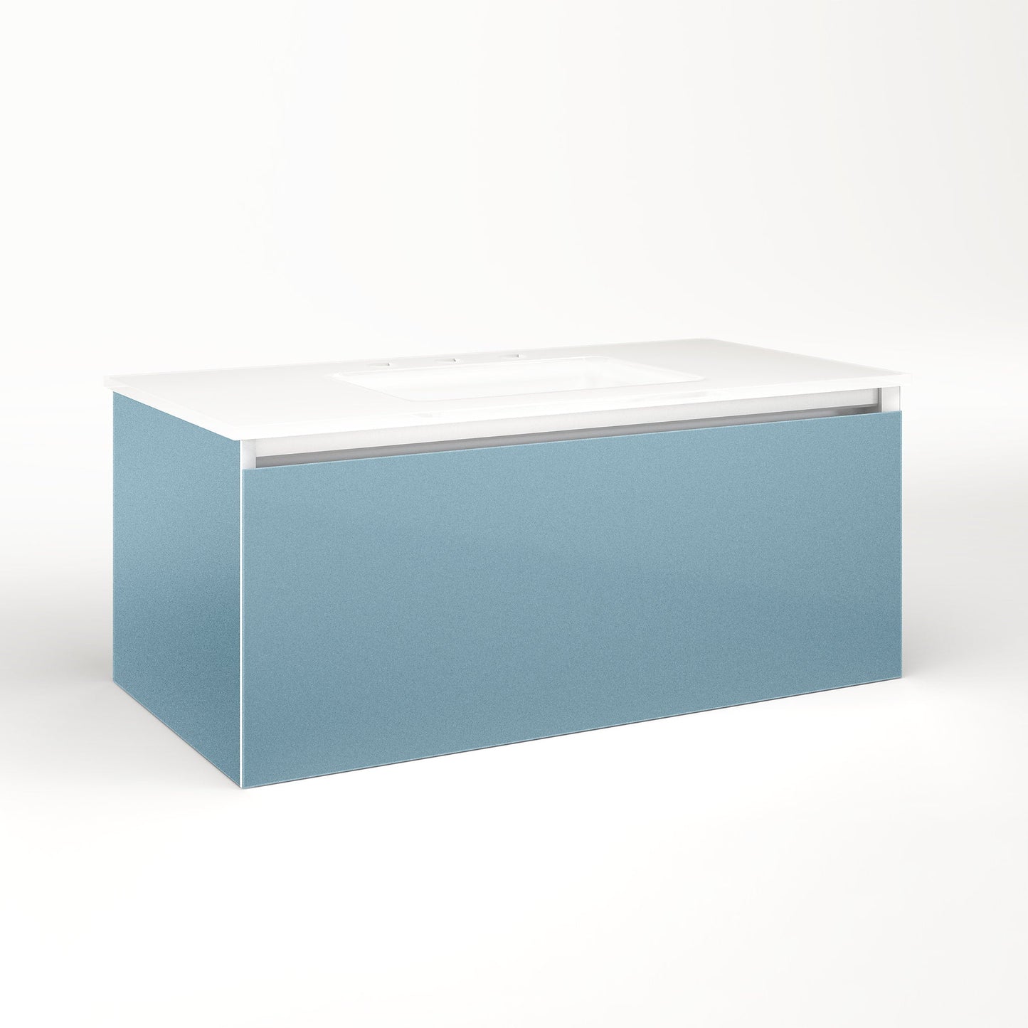 Cartesian 36-1/8" x 15" x 18-3/4" single drawer vanity in ocean with slow-close full drawer and night light in 5000K temperature (cool light)