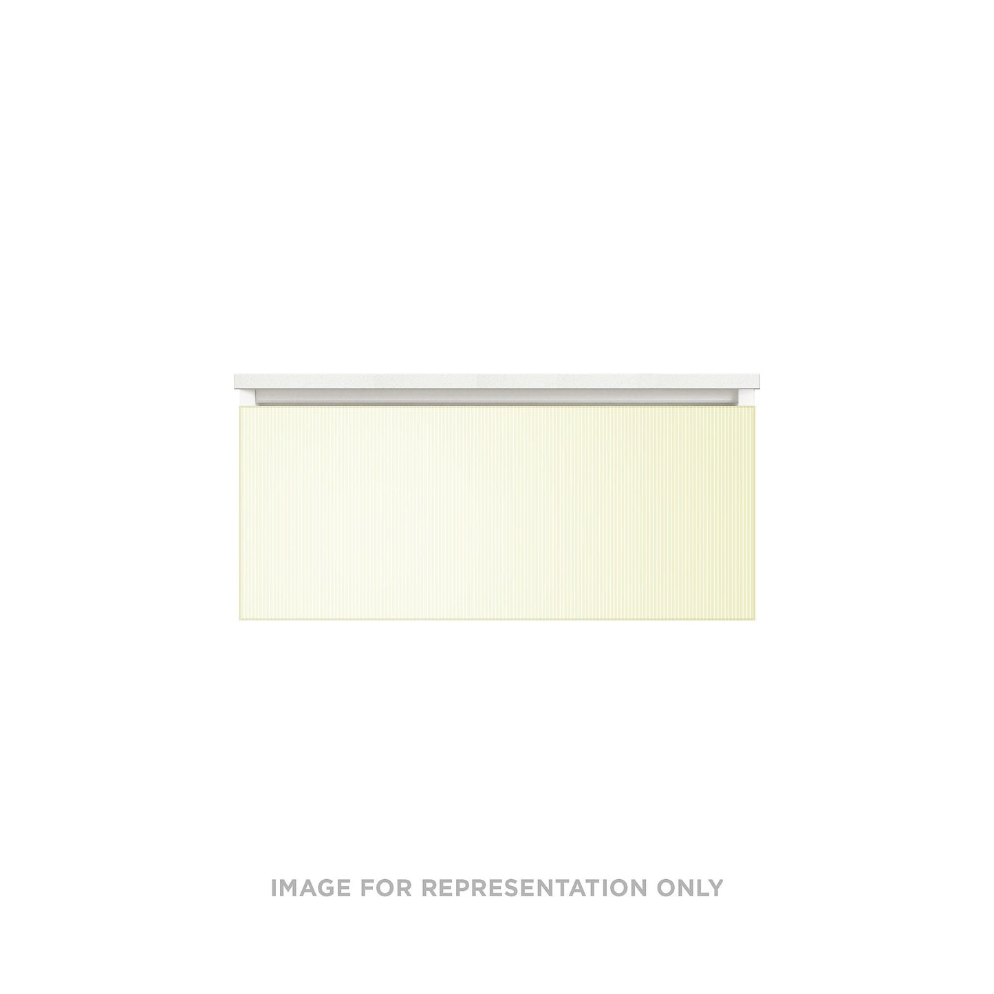 Cartesian 36-1/8" x 15" x 21-3/4" single drawer vanity in reeded white with slow-close plumbing drawer and no night light