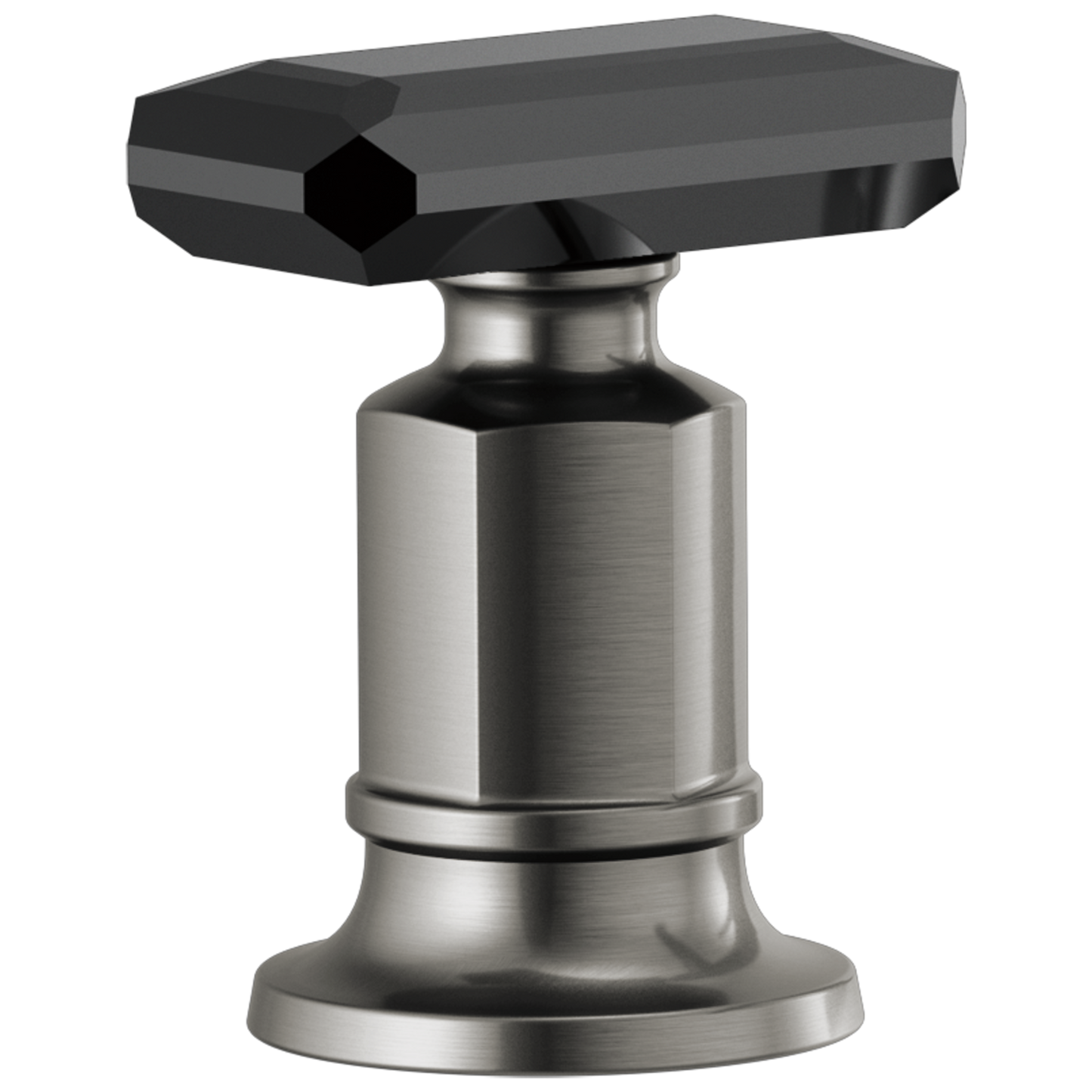 Brizo Invari: Roman Tub Faucet Black Crystal Knob Handle Kit